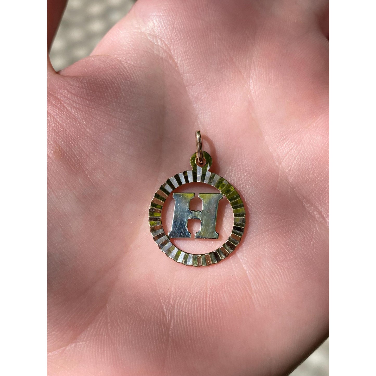 Vintage Solid 18k Yellow Gold Initial 'H' Charm