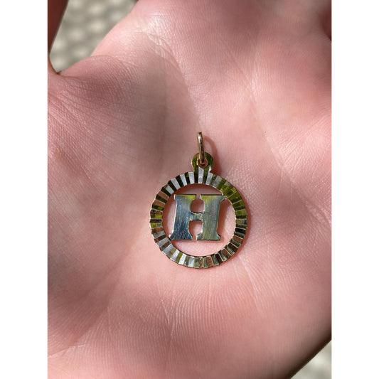 Vintage Solid 18k Yellow Gold Initial 'H' Charm