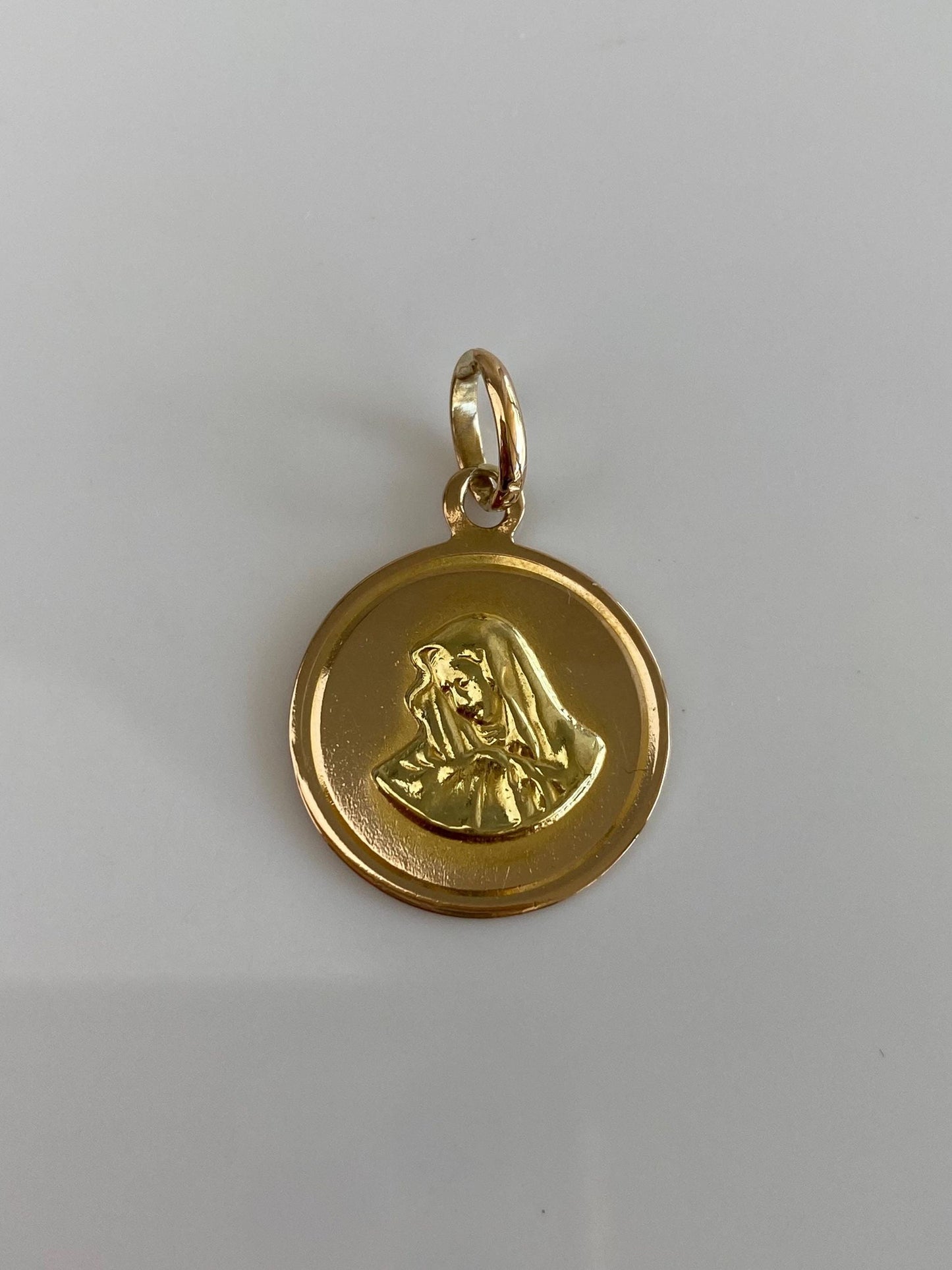 Vintage Solid 18k Rose & Yellow Gold Virgin Mary Charm