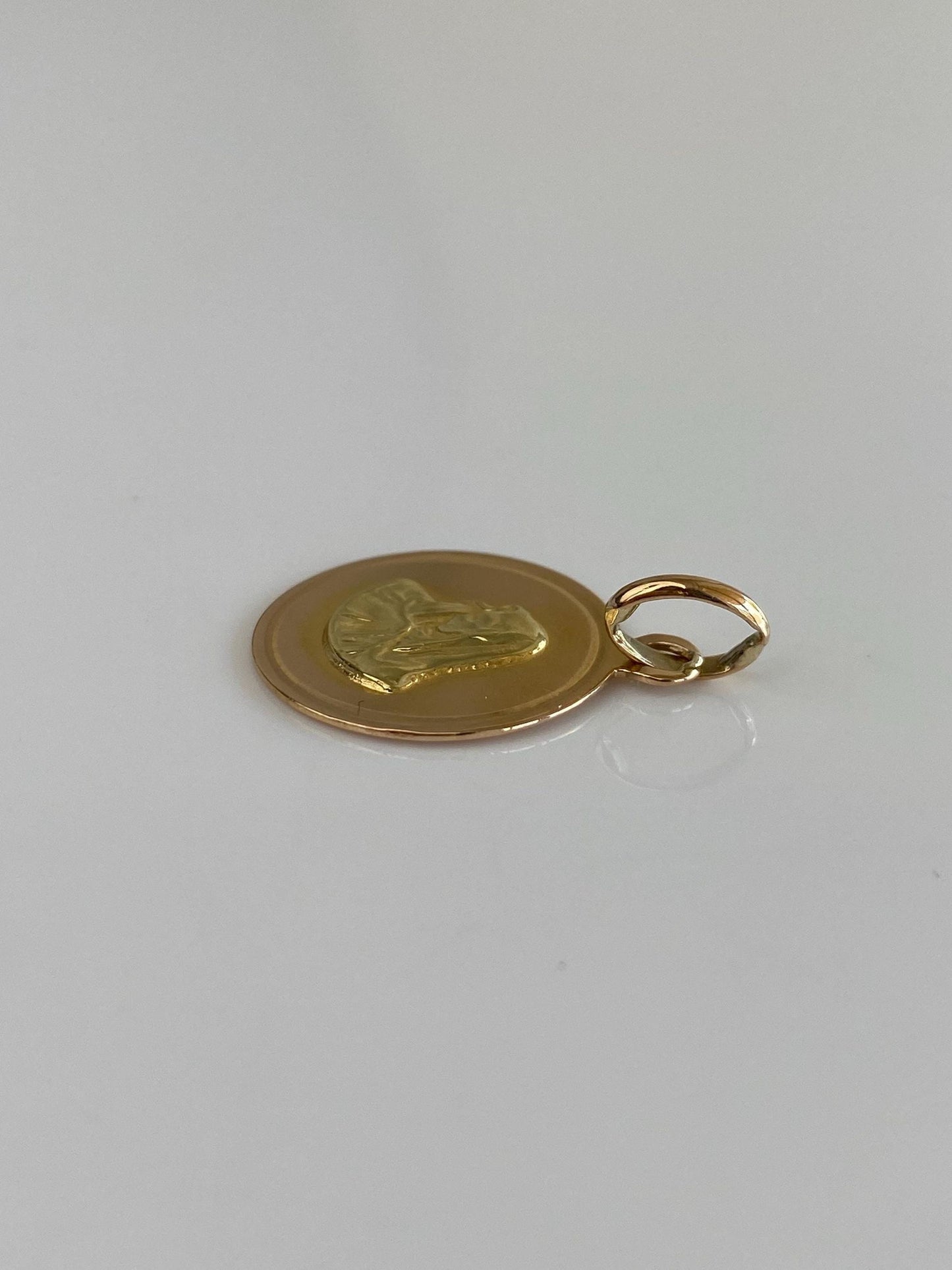 Vintage Solid 18k Rose & Yellow Gold Virgin Mary Charm