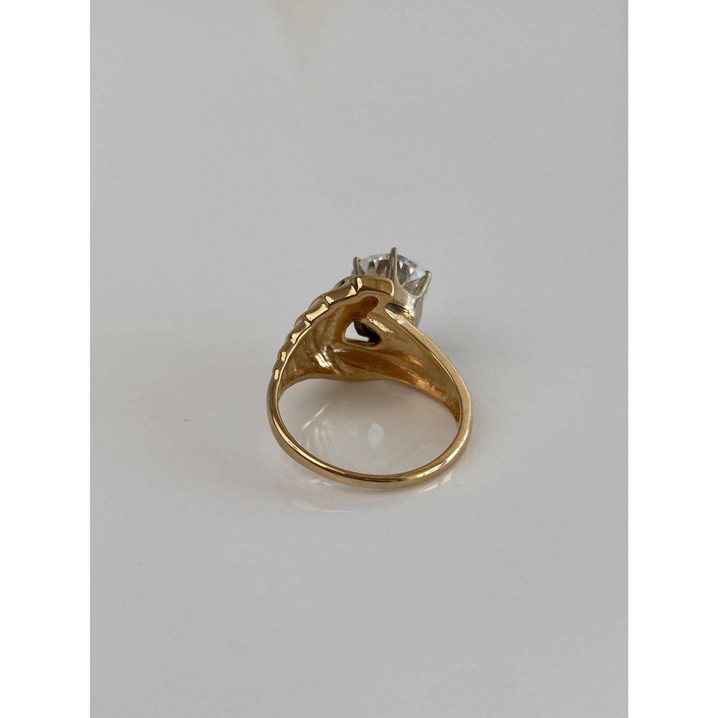 Vintage Solid 14k Yellow Gold Clear Cubic Zirconia Ring - Size 7