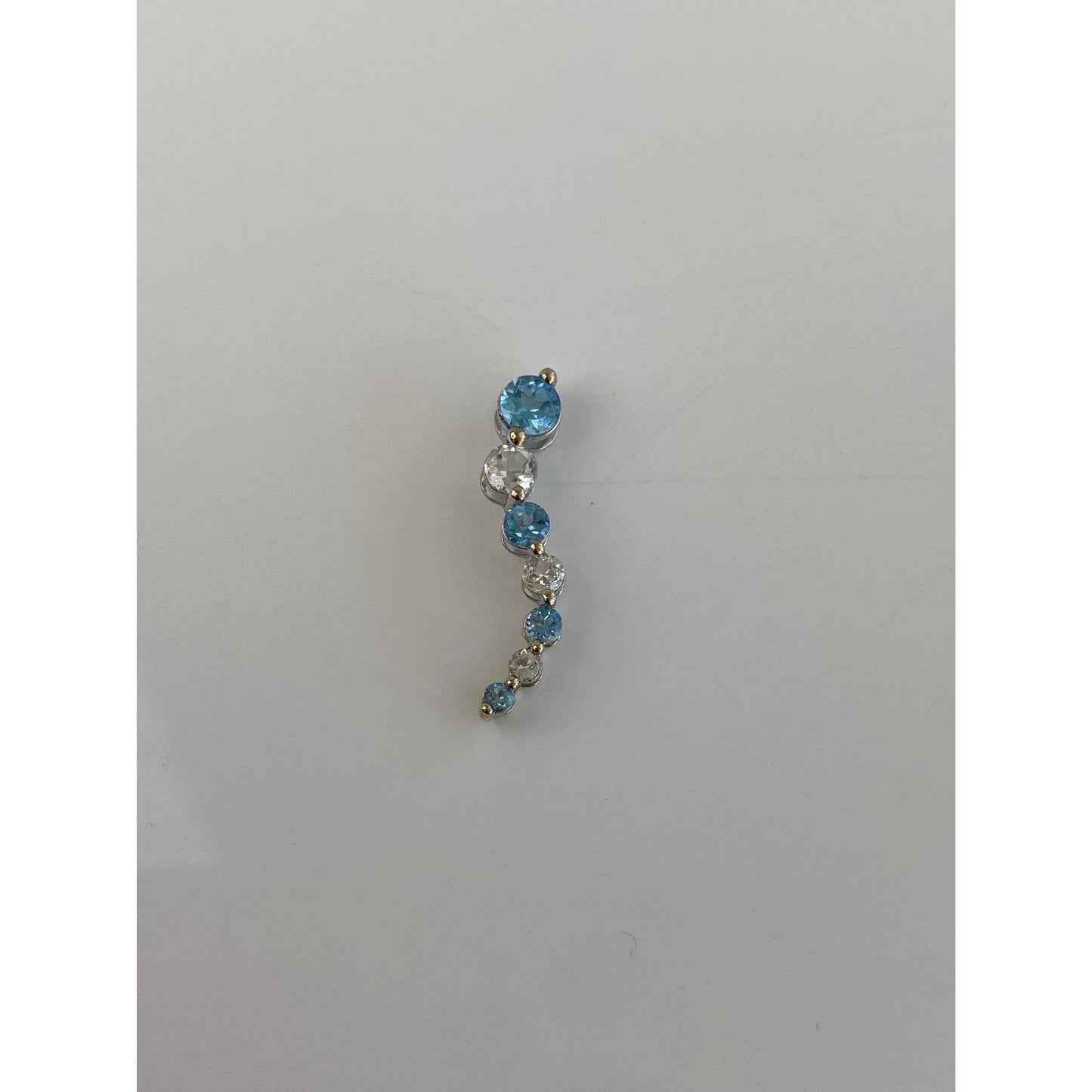 Vintage Solid 10k White Gold Clear & Blue Quartz Charm