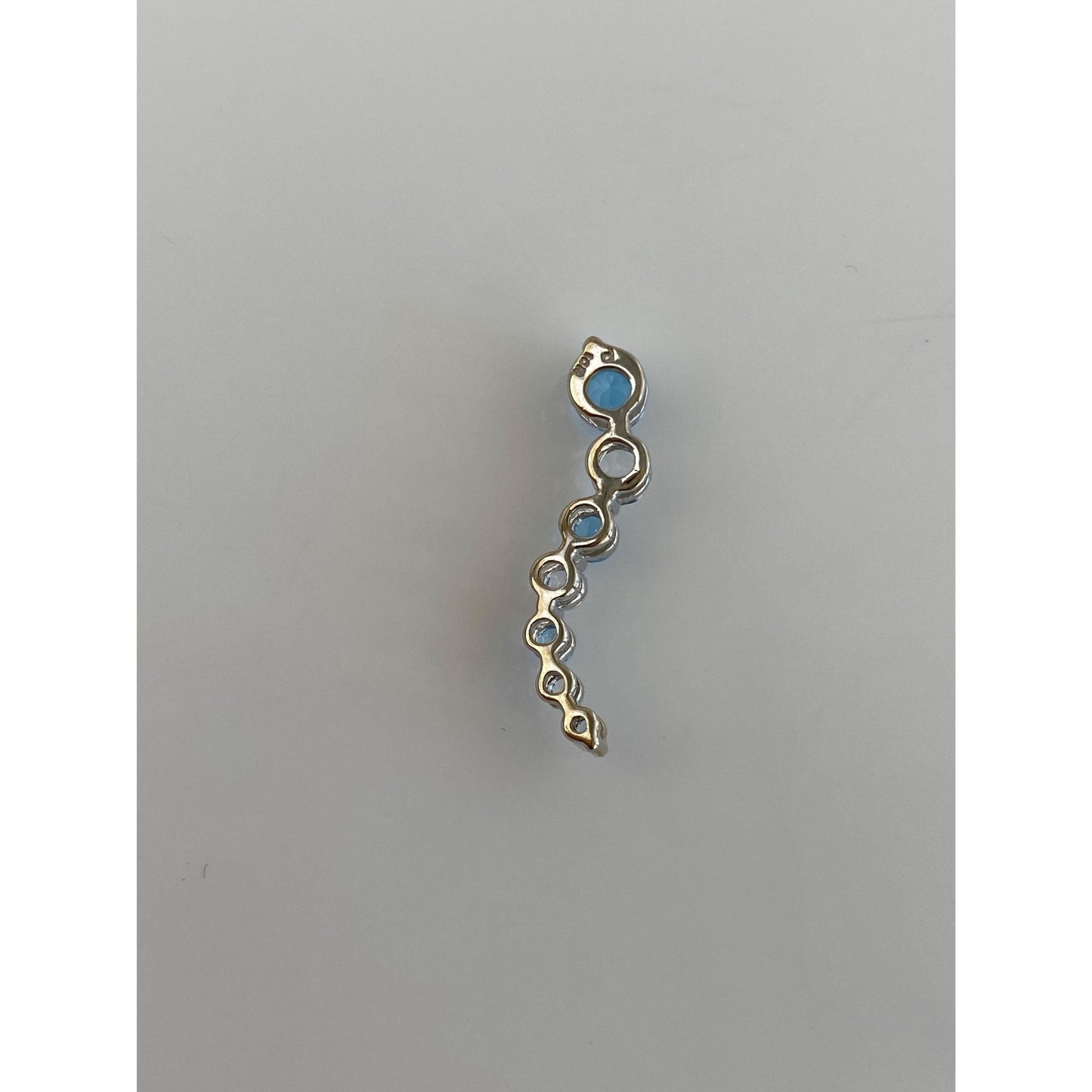 Vintage Solid 10k White Gold Clear & Blue Quartz Charm