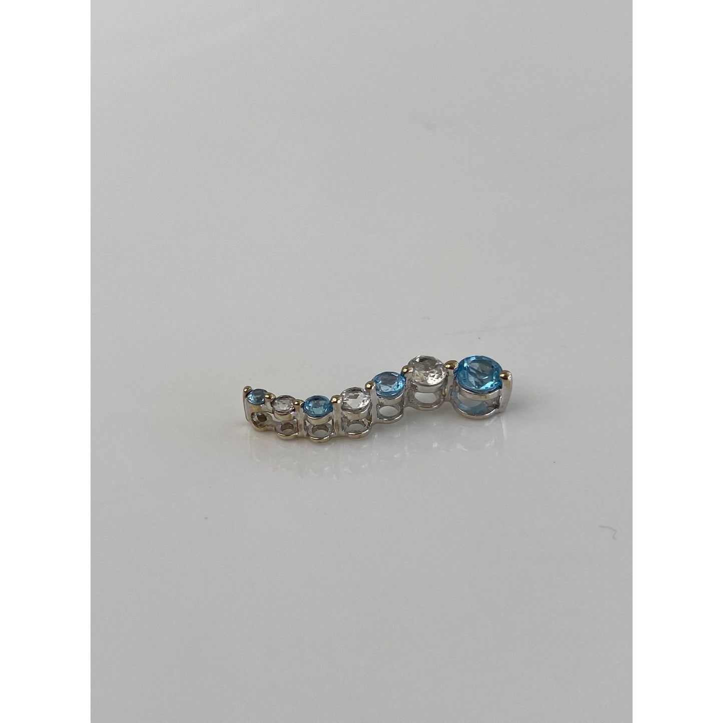 Vintage Solid 10k White Gold Clear & Blue Quartz Charm