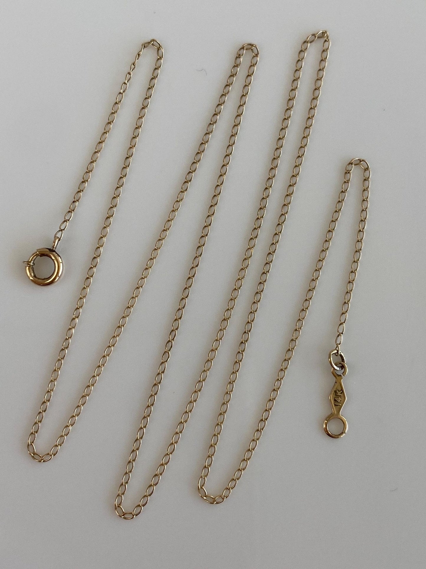 Vintage Solid 14k Yellow Gold Elongated Curb Chain Necklace - 16.75inches