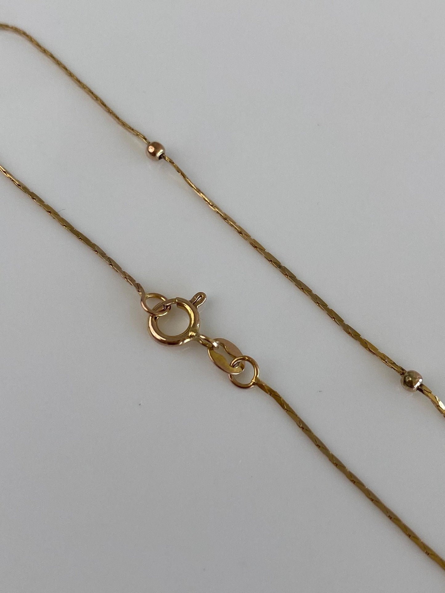 Vintage Solid 14k Yellow Gold Slim Triangle Link Gold Ball Chain Bracelet - 7 inches