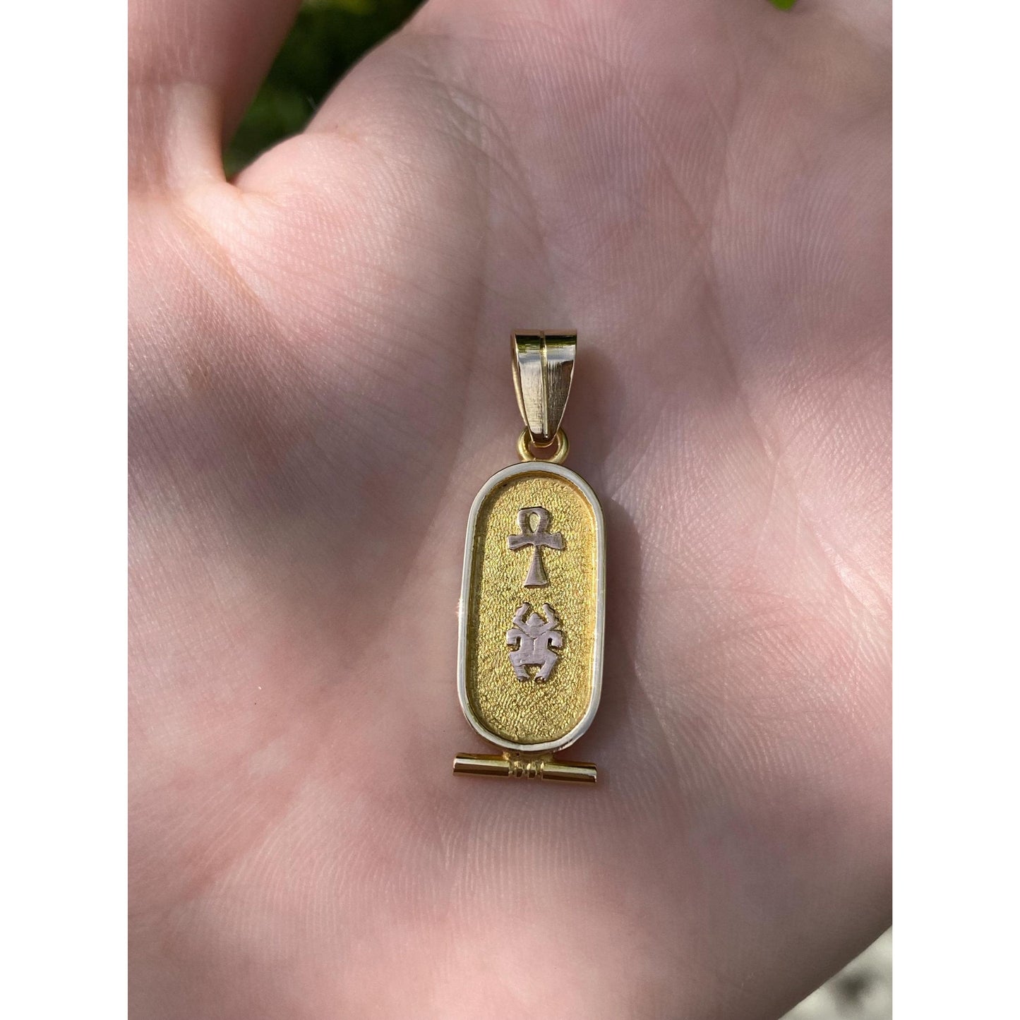 Vintage Solid 18k Yellow Gold Egyptian Cartouche Charm