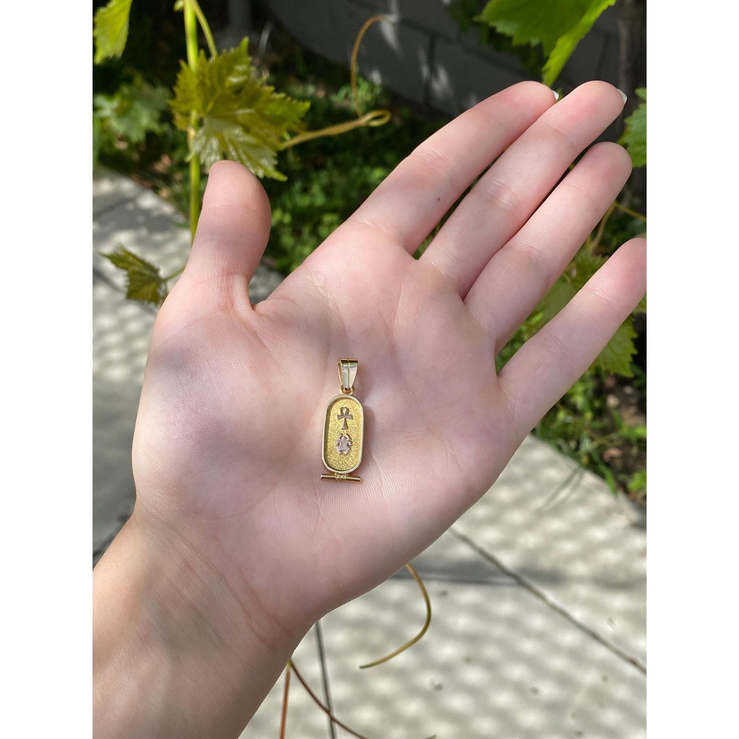 Vintage Solid 18k Yellow Gold Egyptian Cartouche Charm