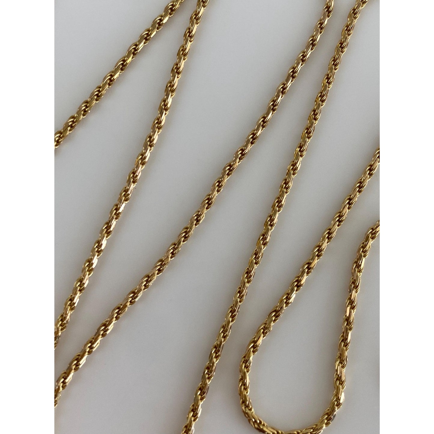 Vintage Solid 14k Yellow Gold Dainty Diamond Cut Rope Chain Necklace - 20.5 inches