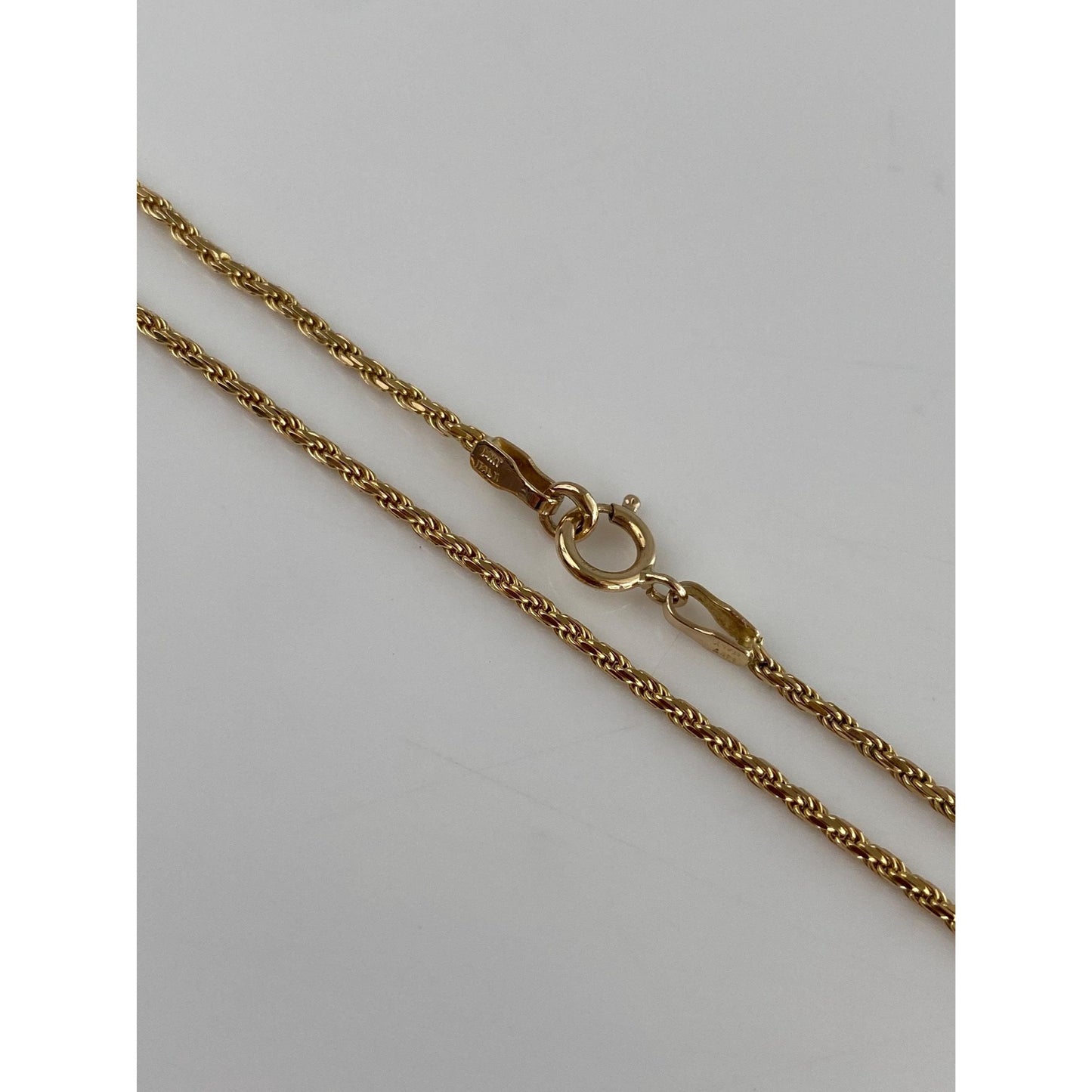 Vintage Solid 14k Yellow Gold Dainty Diamond Cut Rope Chain Necklace - 20.5 inches