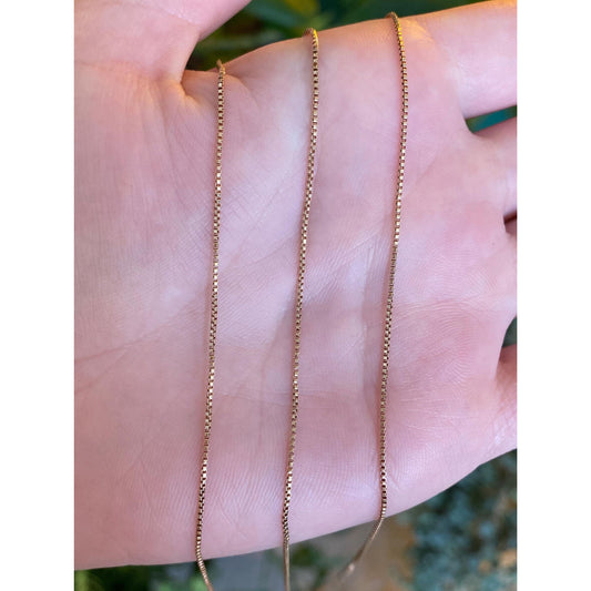 Vintage Solid 10k Yellow Gold Dainty Box Chain Necklace - 21.5 inches