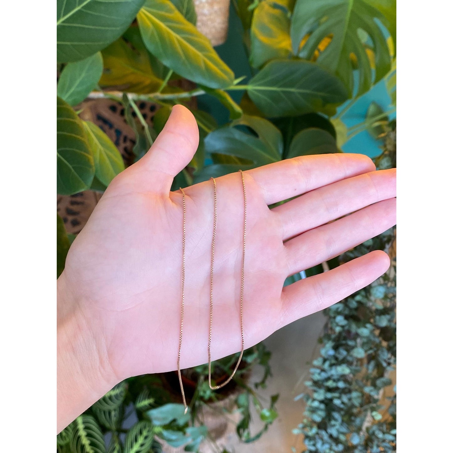 Vintage Solid 10k Yellow Gold Dainty Box Chain Necklace - 21.5 inches