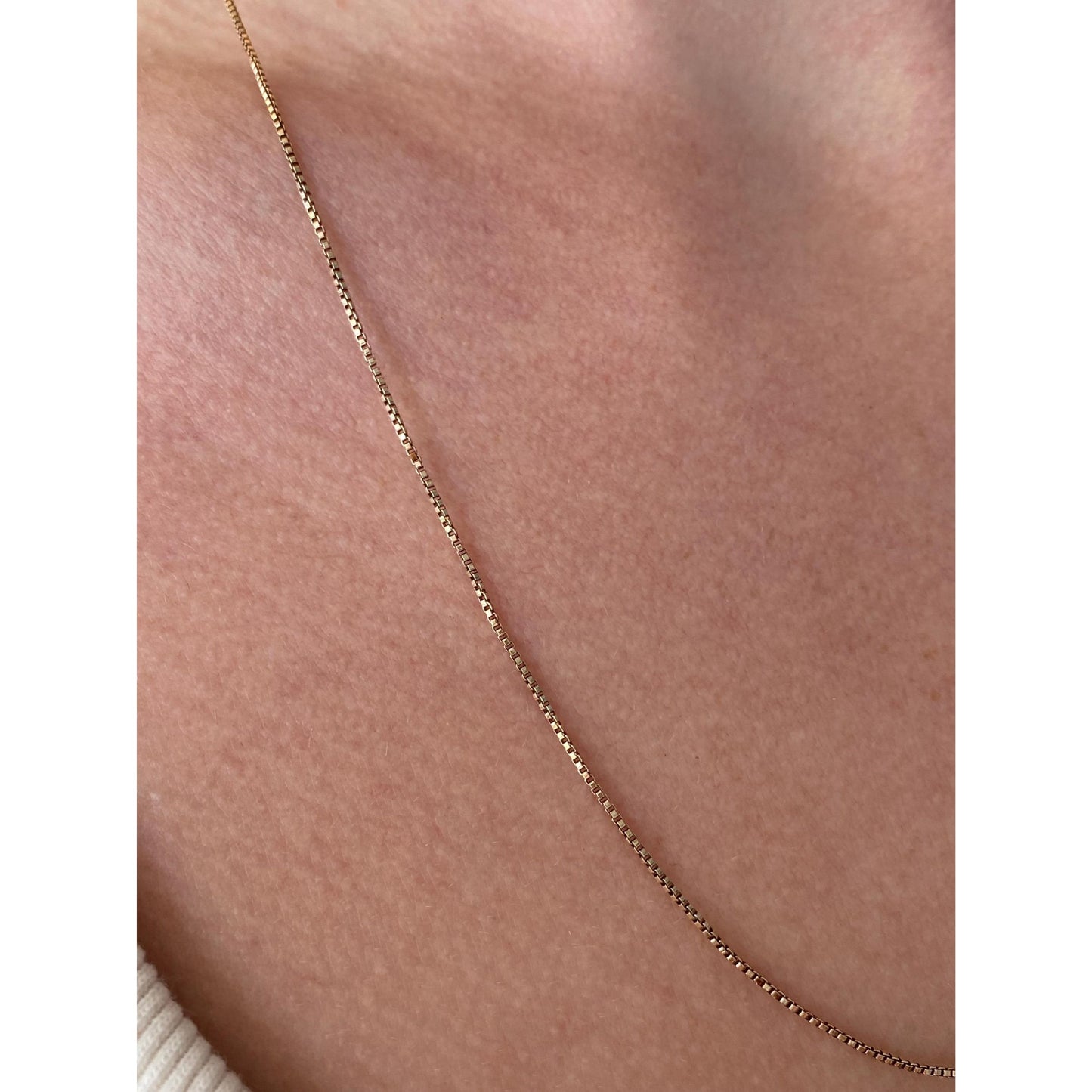 Vintage Solid 10k Yellow Gold Dainty Box Chain Necklace - 21.5 inches