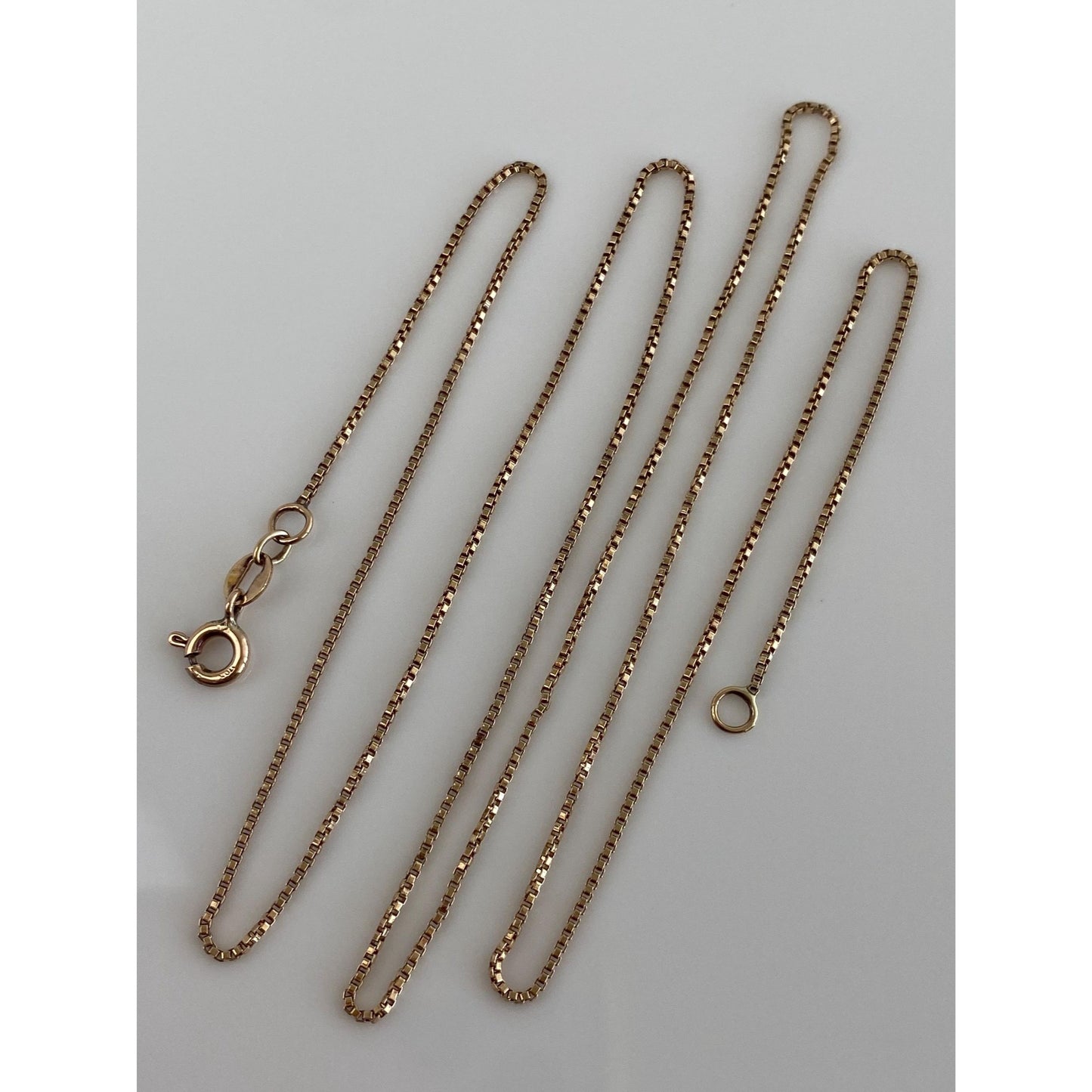 Vintage Solid 10k Yellow Gold Dainty Box Chain Necklace - 21.5 inches