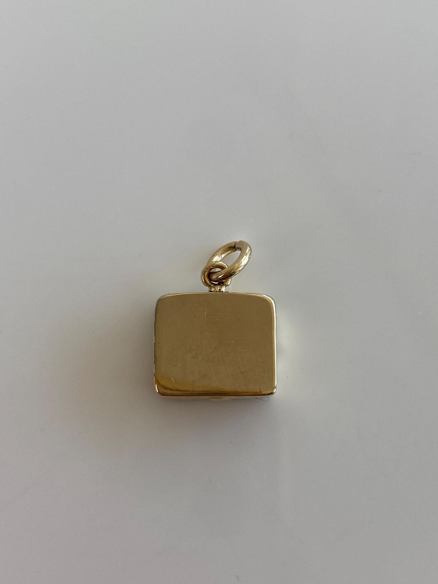 Vintage Solid 14k Yellow Gold Glass Gold Splatter Cufflink Conversion Charm