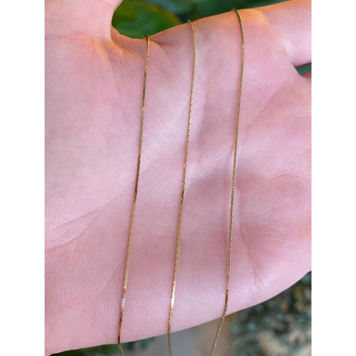 Vintage Solid 14k Yellow Gold Long Slim Triangle Link Chain Necklace - 30 inches