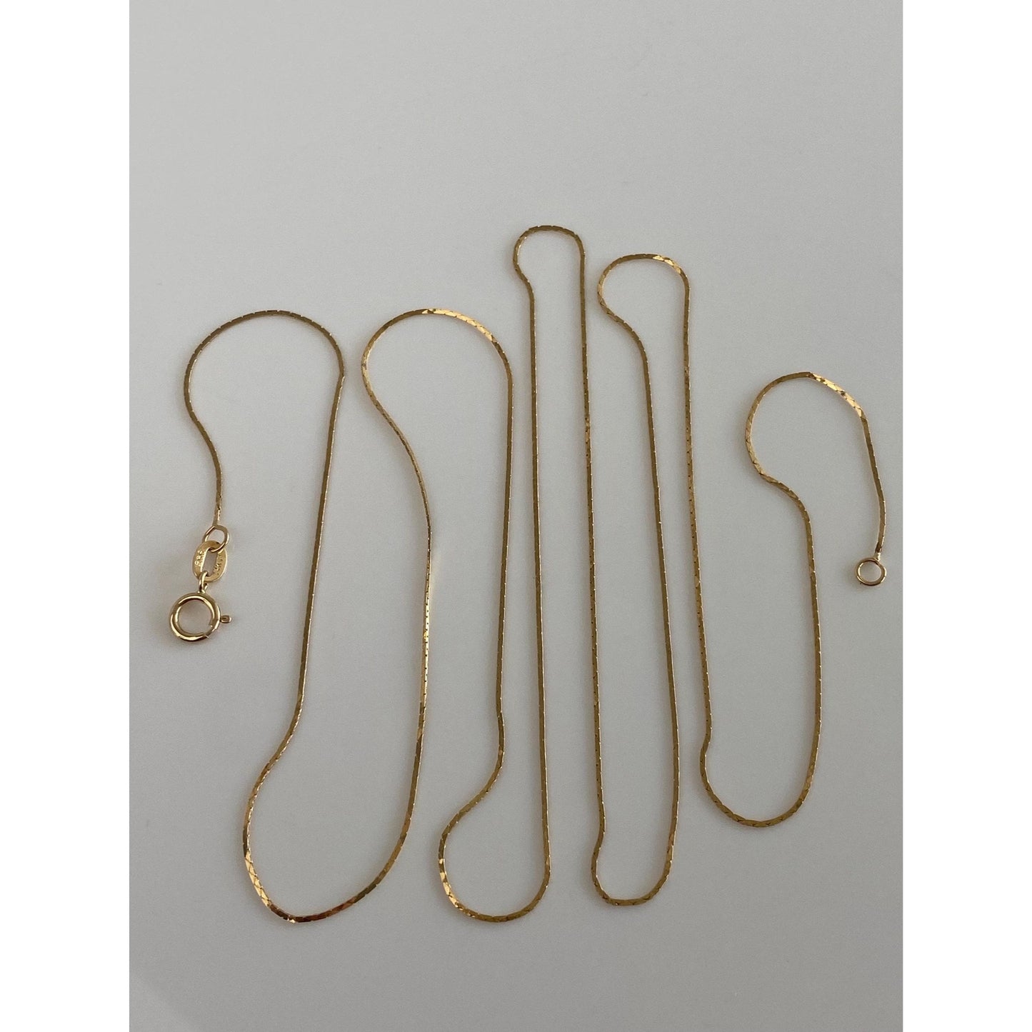 Vintage Solid 14k Yellow Gold Long Slim Triangle Link Chain Necklace - 30 inches