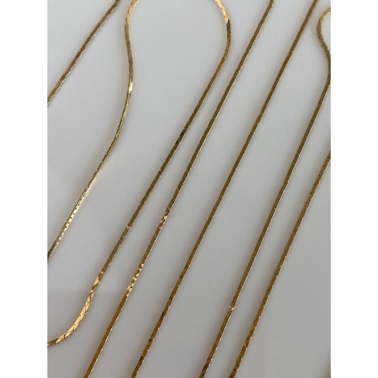 Vintage Solid 14k Yellow Gold Long Slim Triangle Link Chain Necklace - 30 inches