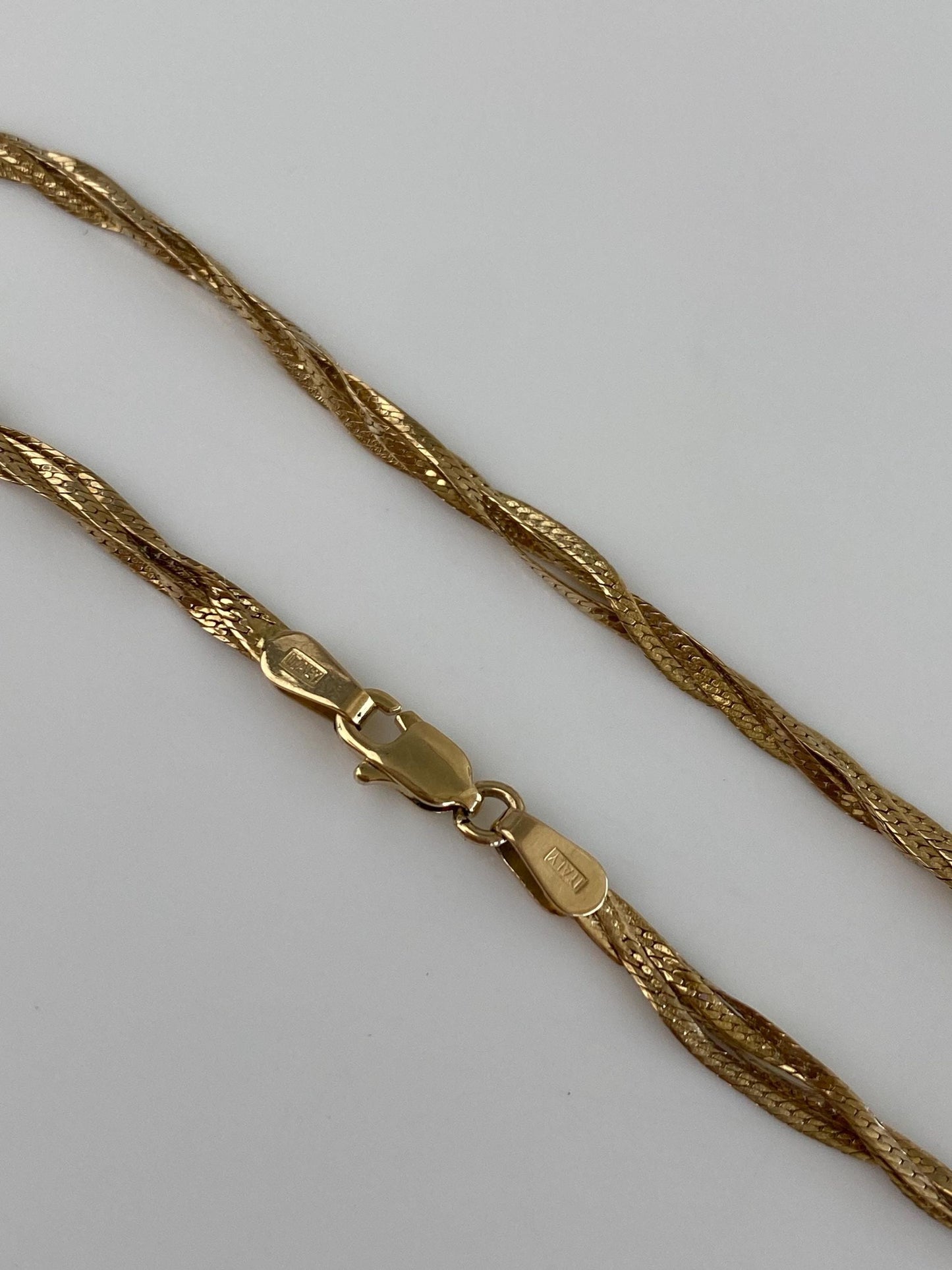 Vintage Solid 14k Yellow Gold Braided Twisted Chain Bracelet - 7 inches