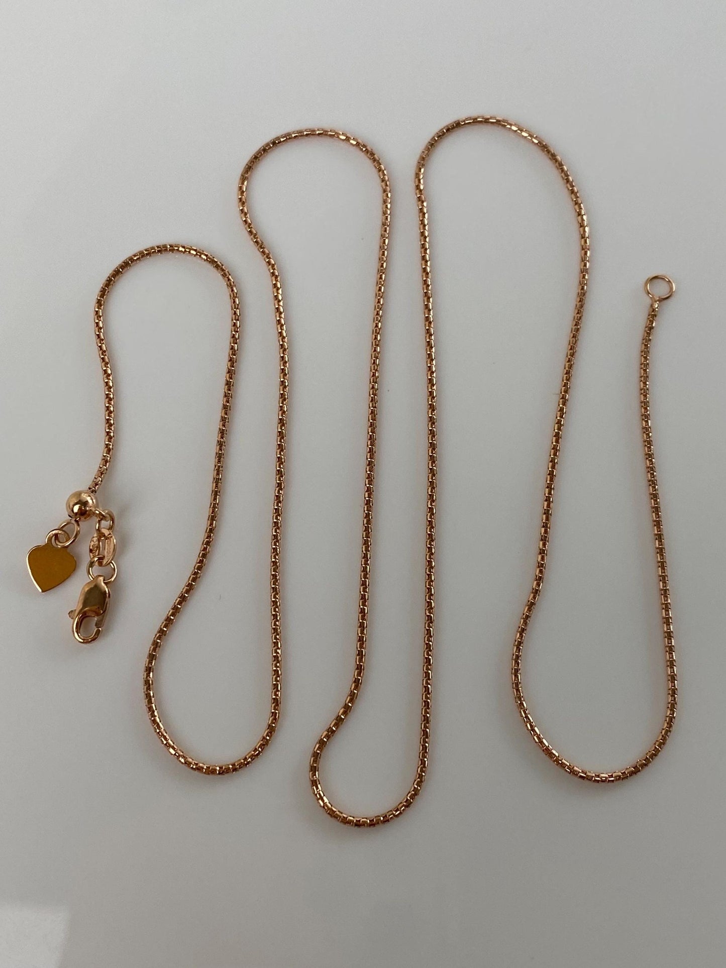 Vintage Solid 14k Rose Gold Adjustable Fancy Snake Chain Necklace - 21.75 inches