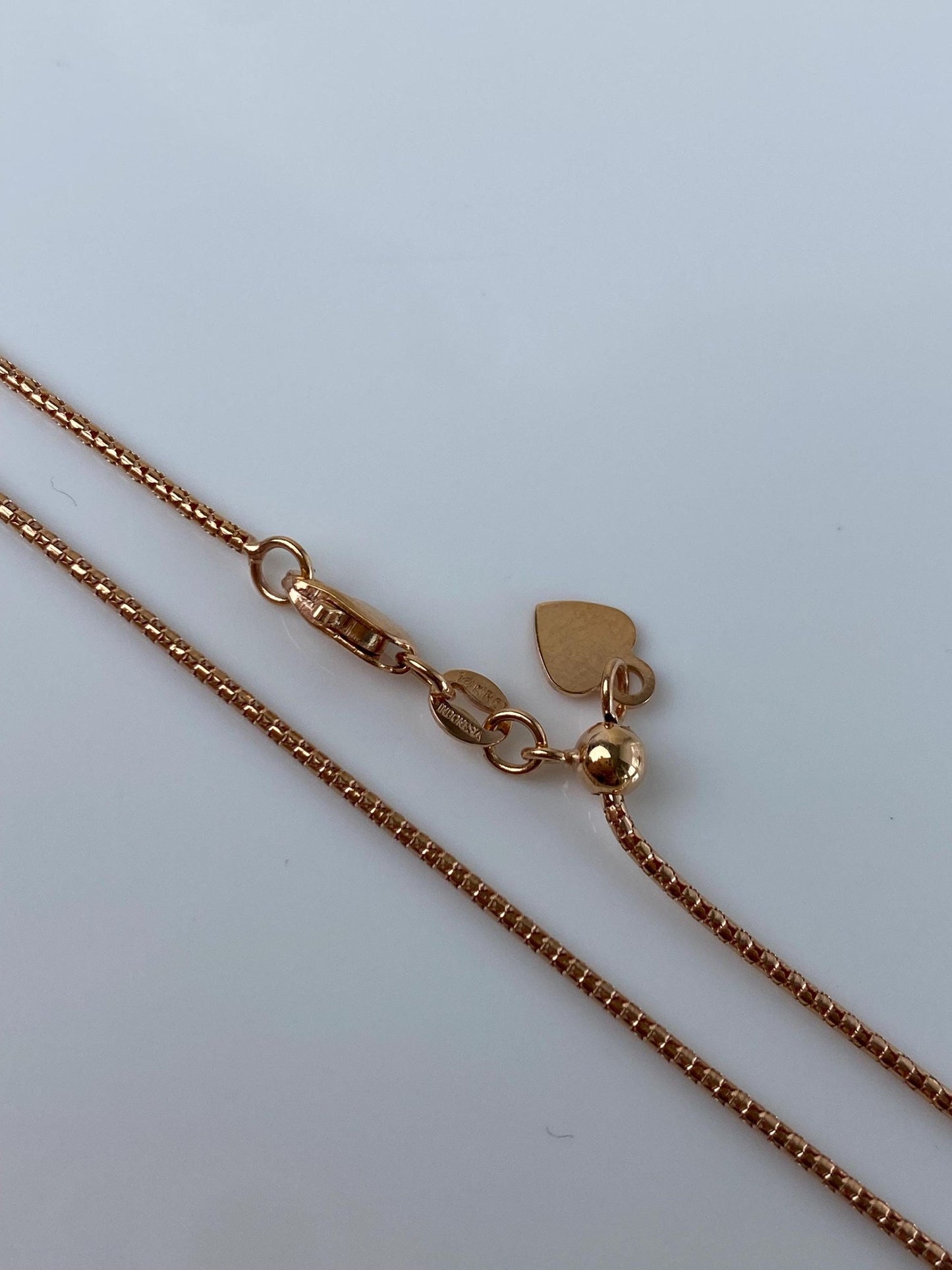 Vintage Solid 14k Rose Gold Adjustable Fancy Snake Chain Necklace - 21.75 inches