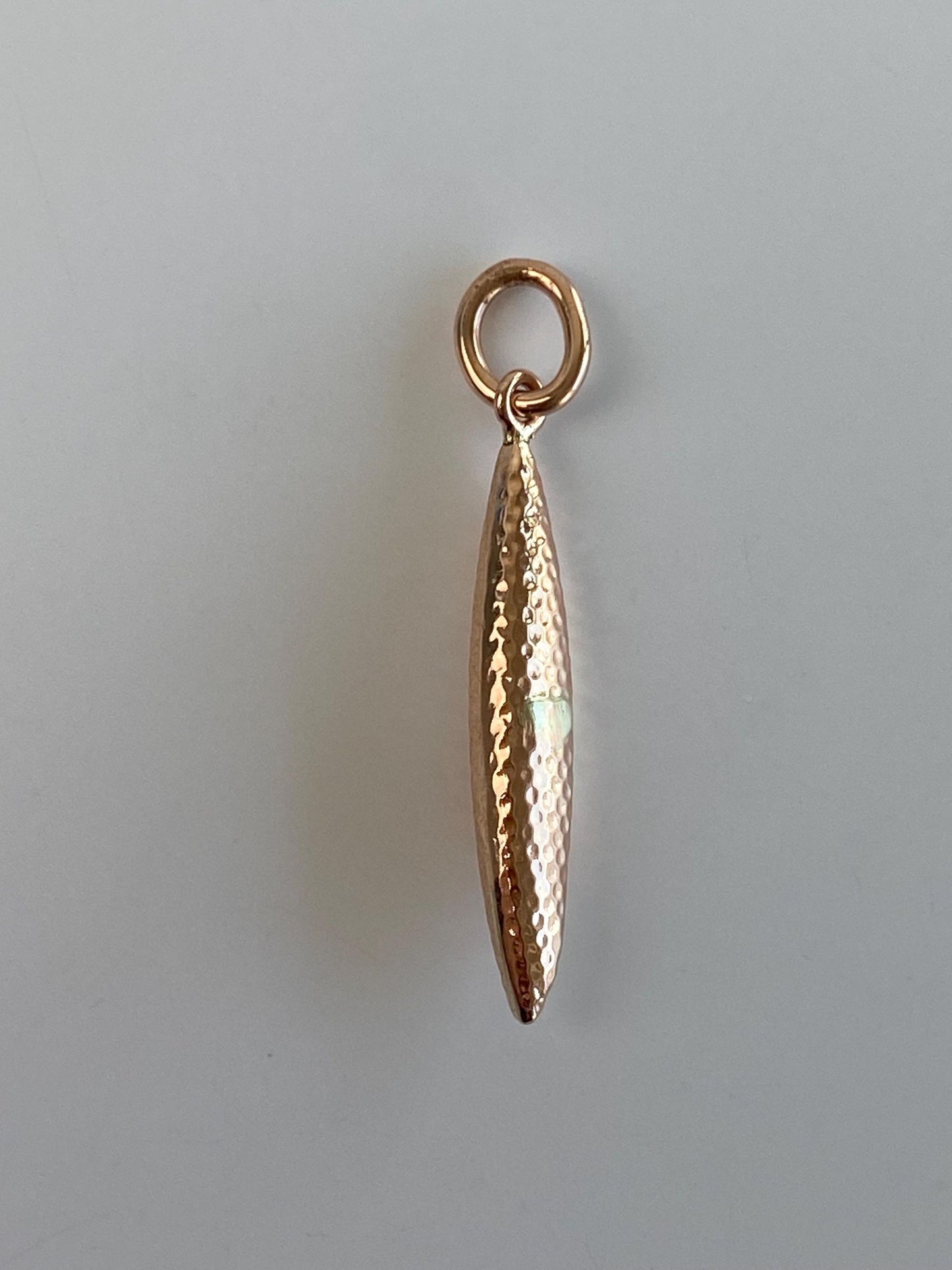 Vintage 8k Rose Gold Textured Oval Dome Charm