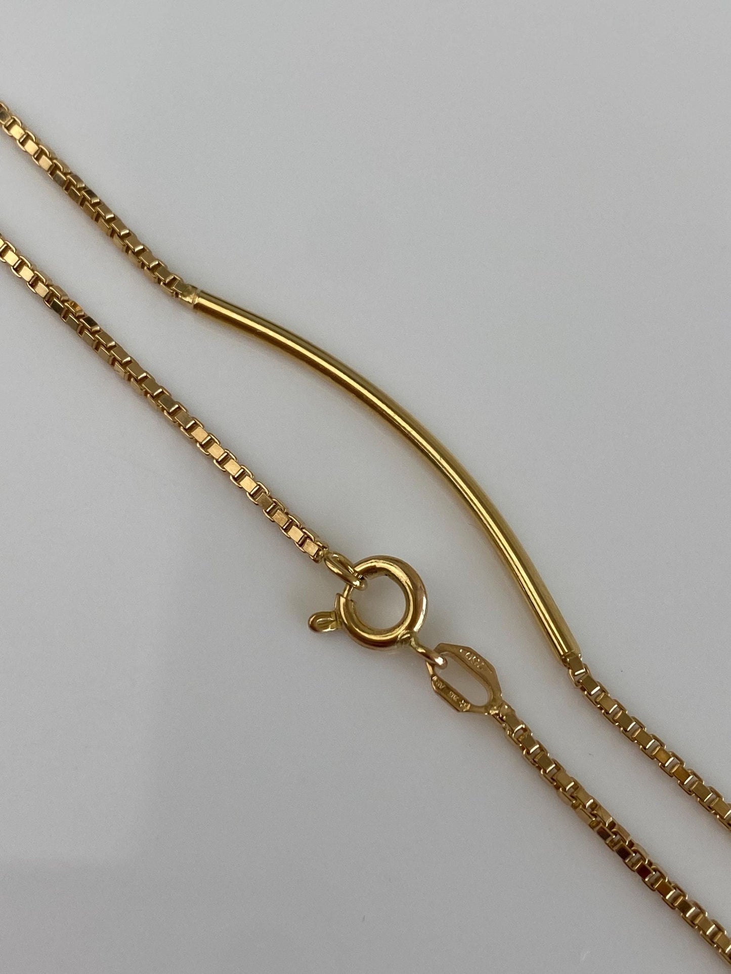 Vintage 18k Yellow Gold Tube Bead Box Chain Bracelet - 7.5 inches
