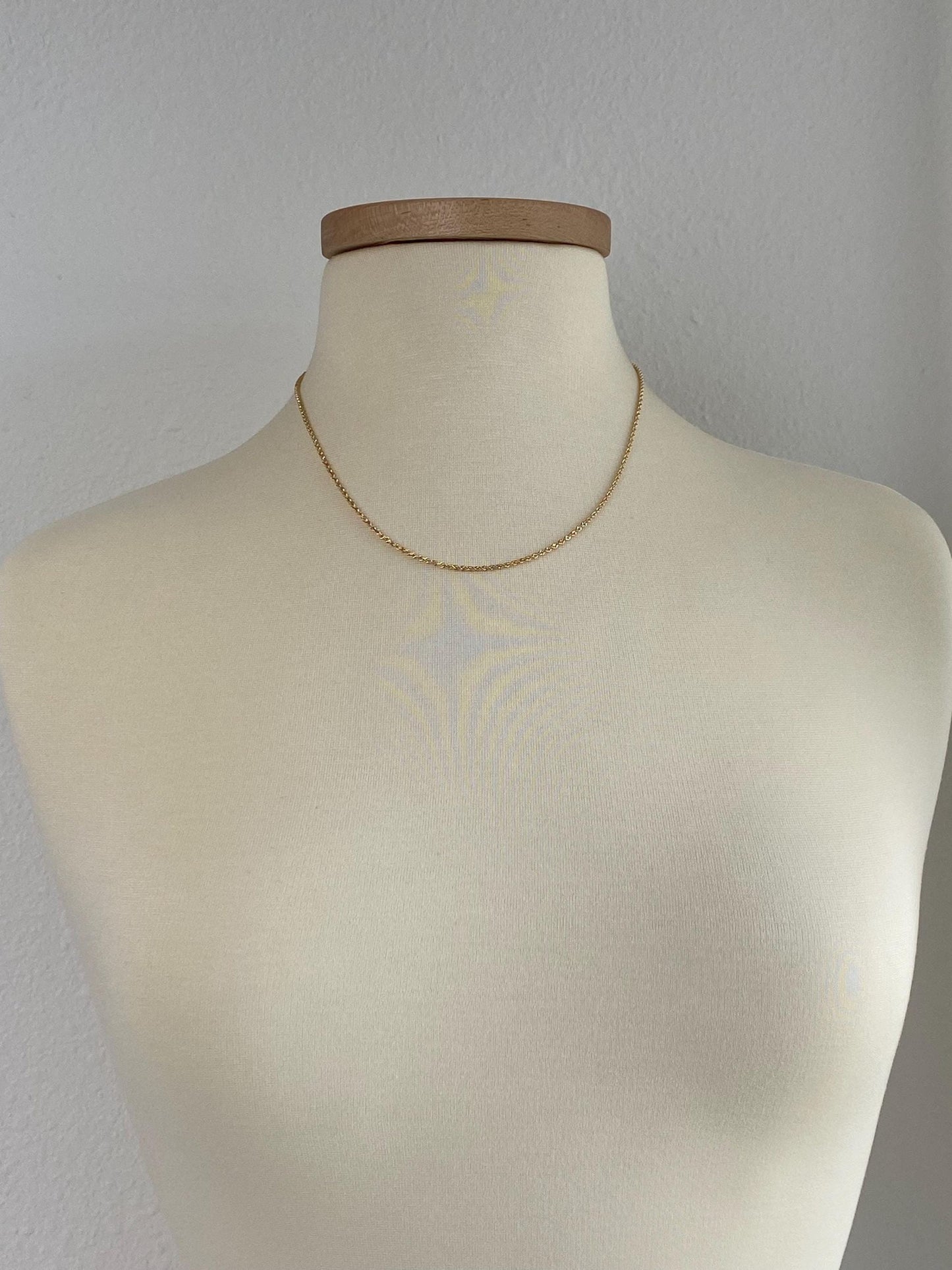 Vintage 14k Yellow Gold Slim Rope Chain Necklace - 18.75 inches