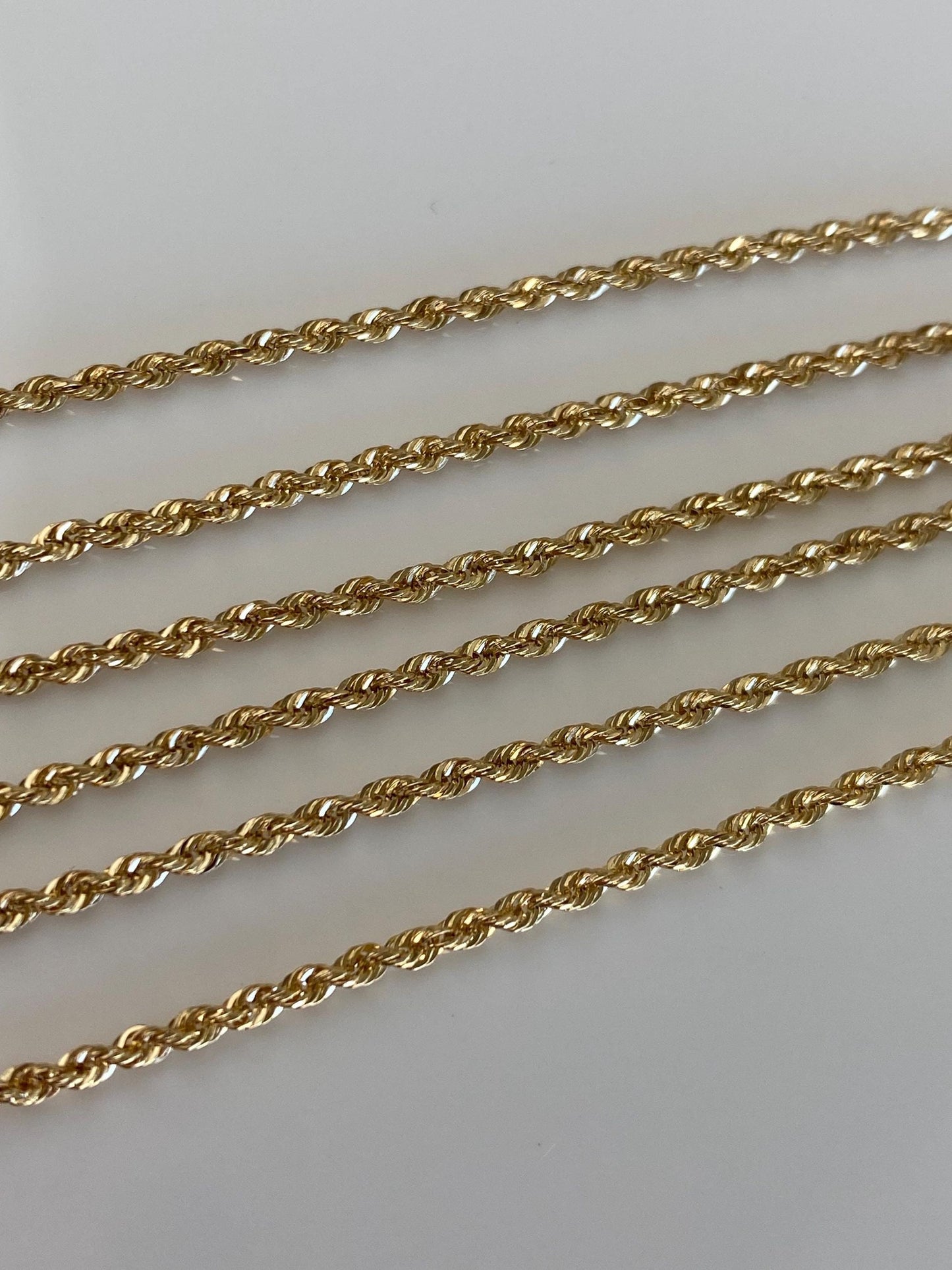 Vintage 14k Yellow Gold Slim Rope Chain Necklace - 18.75 inches