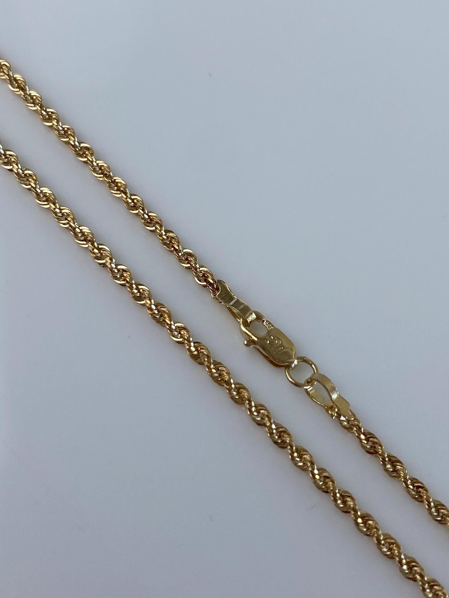 Vintage 14k Yellow Gold Slim Rope Chain Necklace - 18.75 inches