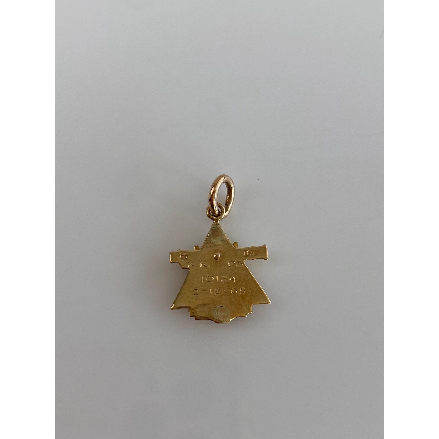 Vintage Solid 10k Yellow Gold Black Enamel T Charm