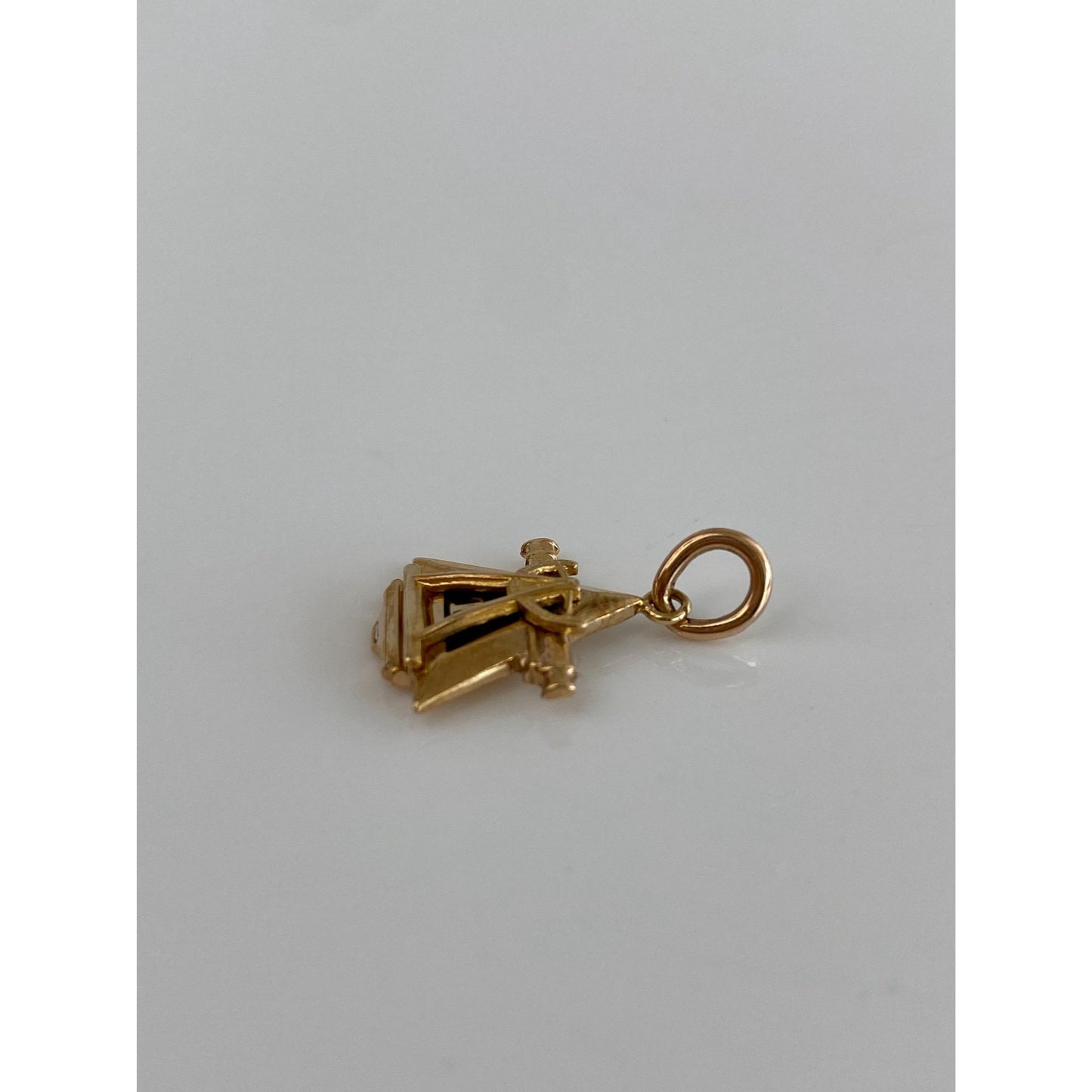 Vintage Solid 10k Yellow Gold Black Enamel T Charm