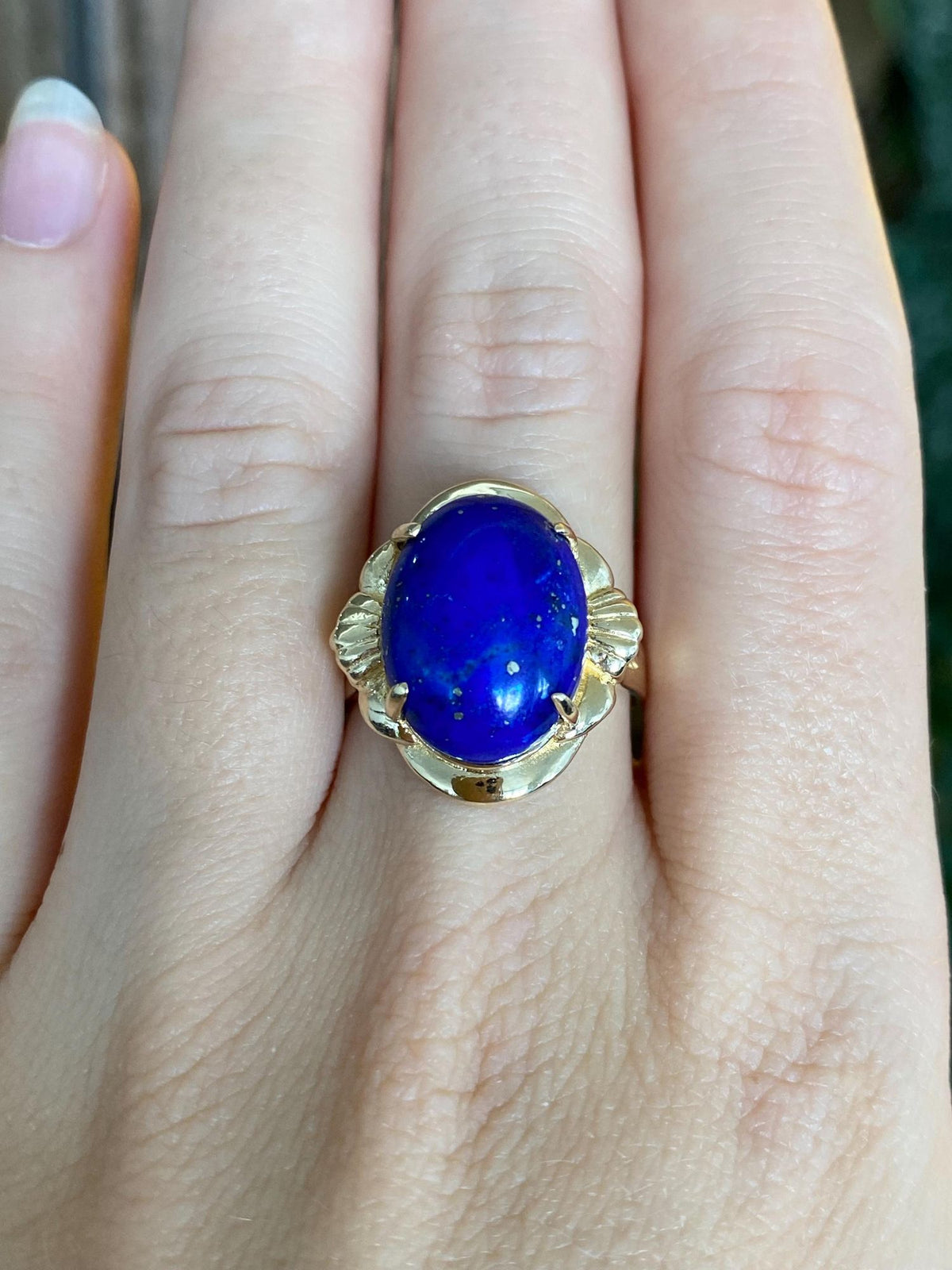 Vintage Solid 14k Blue Lapis Lazuli Ring - Size 8.5