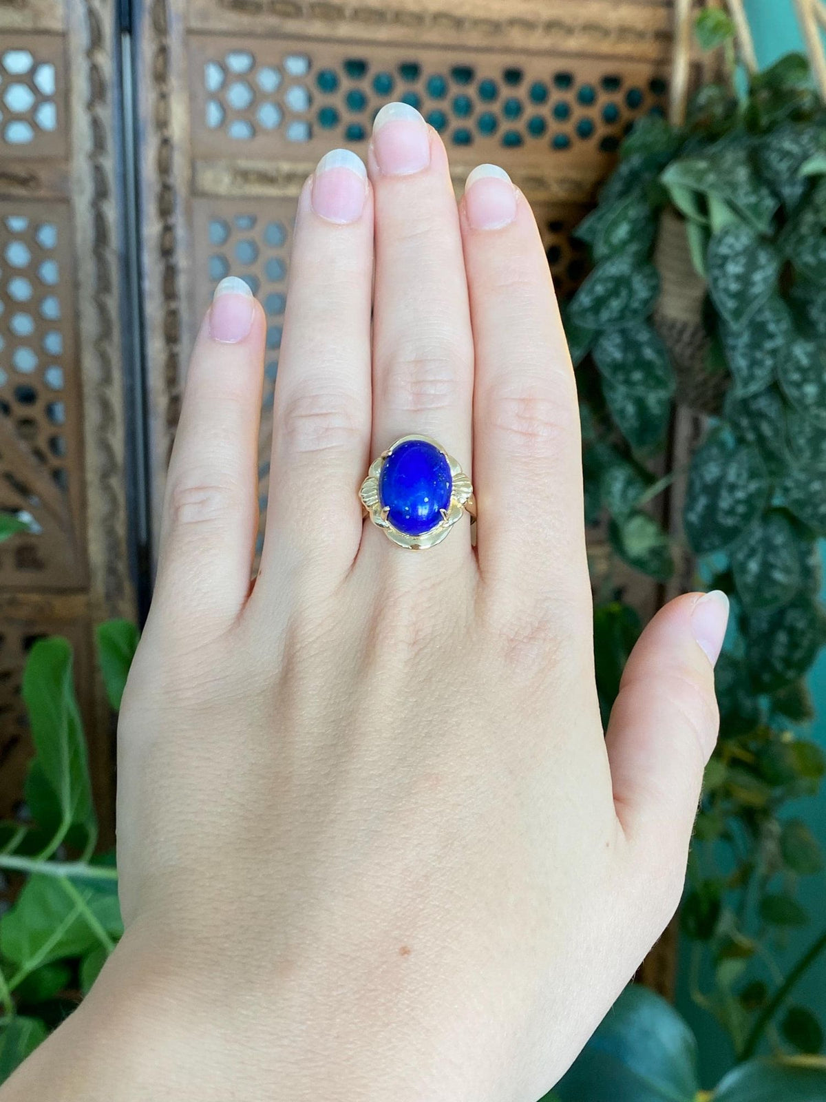 Vintage Solid 14k Blue Lapis Lazuli Ring - Size 8.5