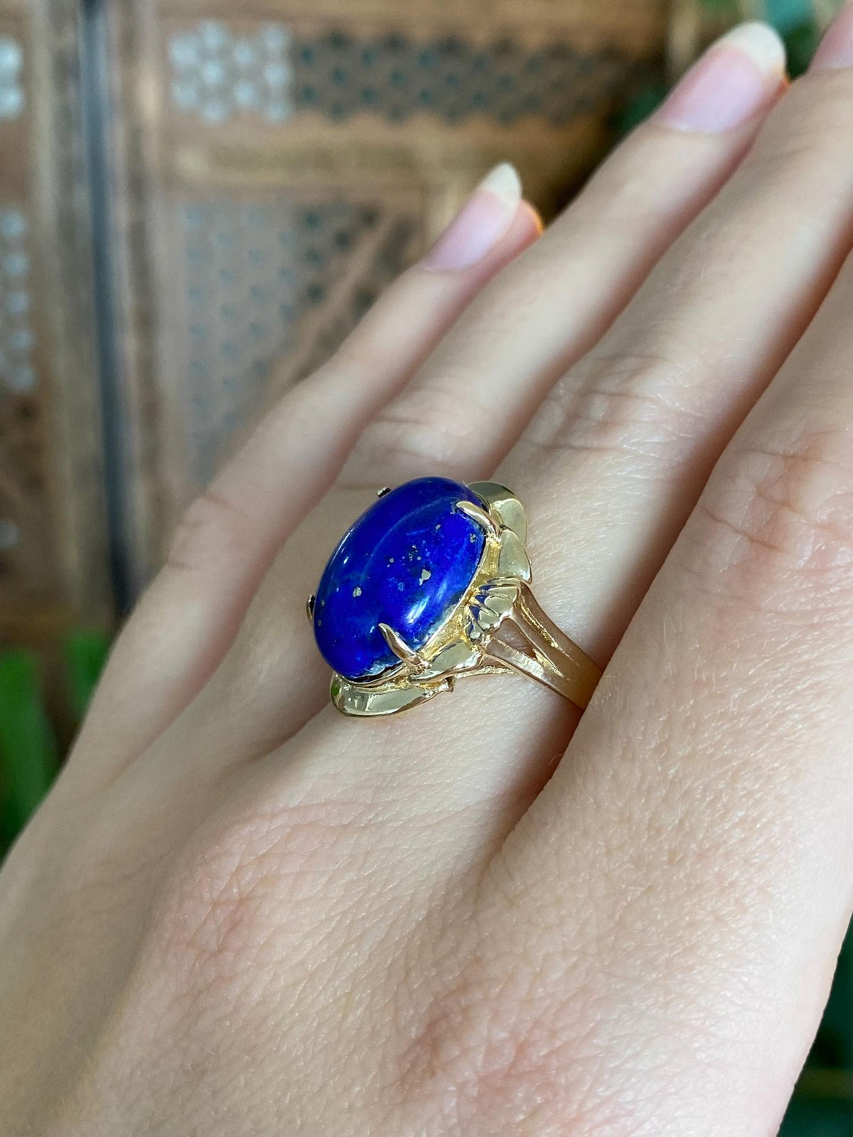 Vintage Solid 14k Blue Lapis Lazuli Ring - Size 8.5