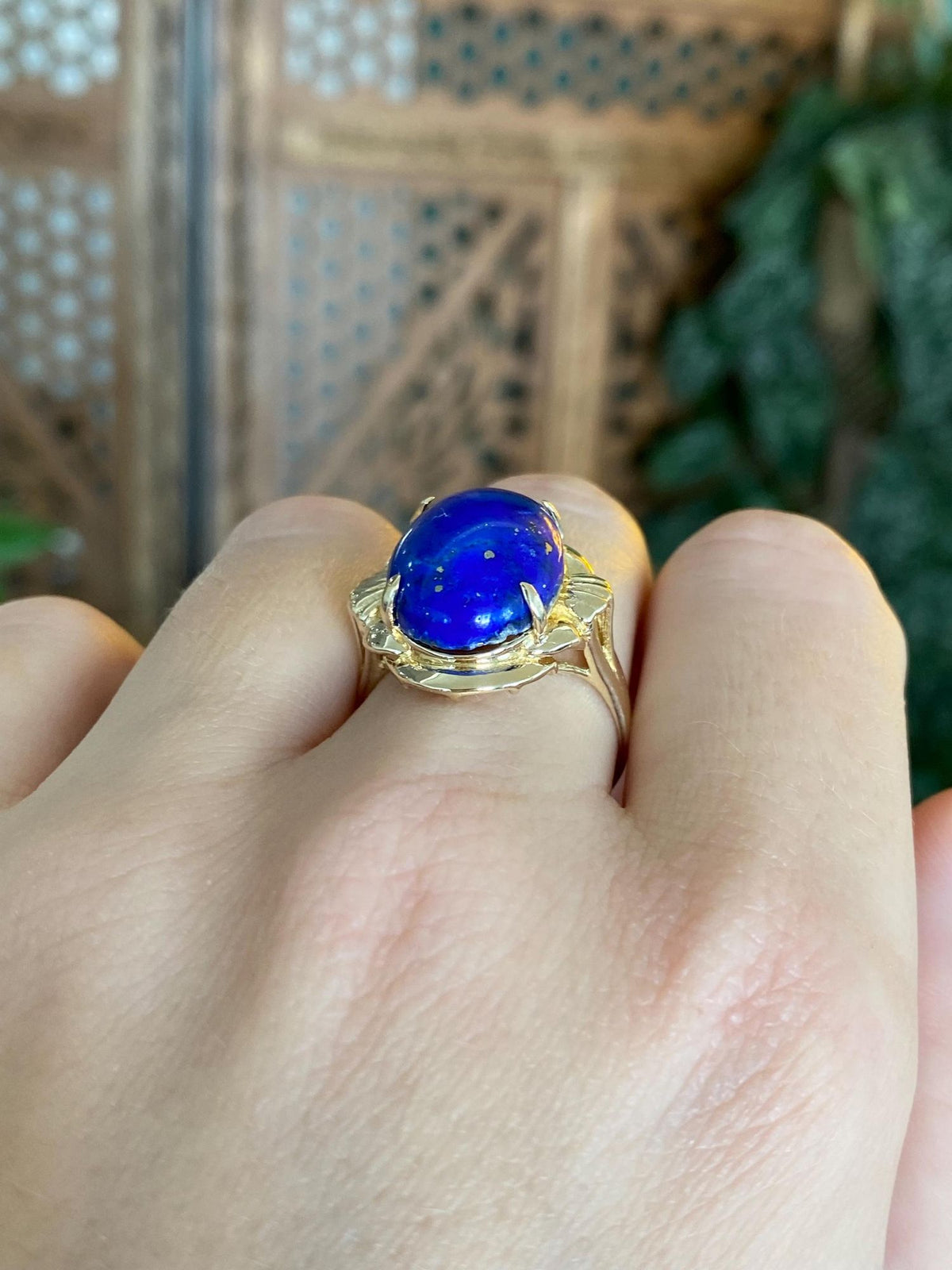 Vintage Solid 14k Blue Lapis Lazuli Ring - Size 8.5