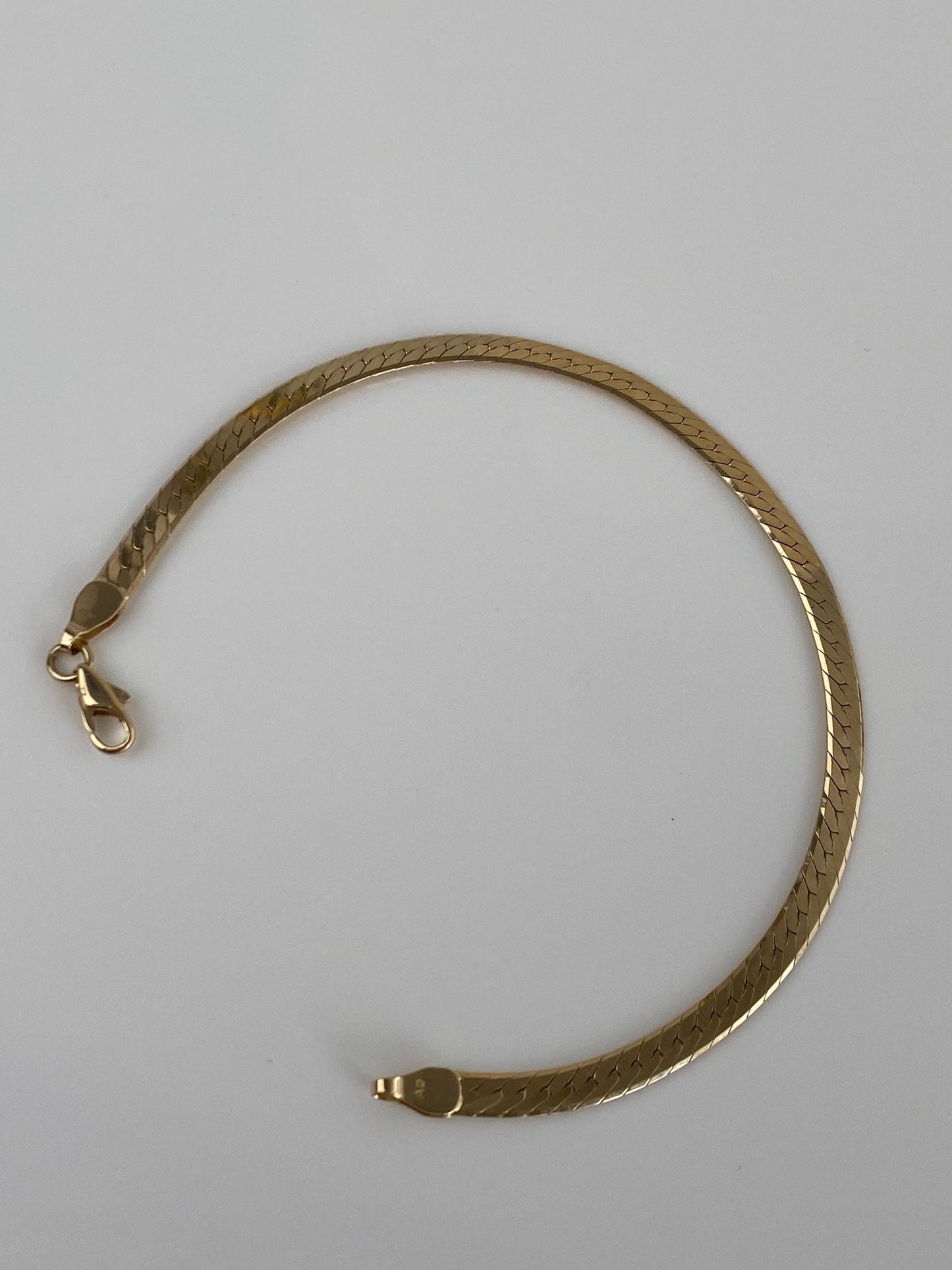 Vintage Solid 14k Yellow Gold Chunky Herringbone Chain Bracelet - 7.5 inches