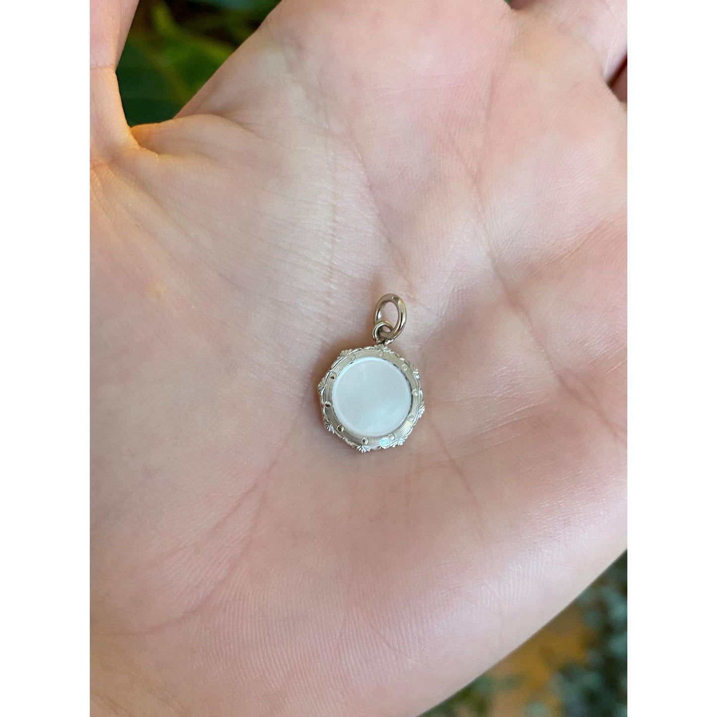 Vintage 14k White & Yellow Gold MOP Cufflink Conversion Charm