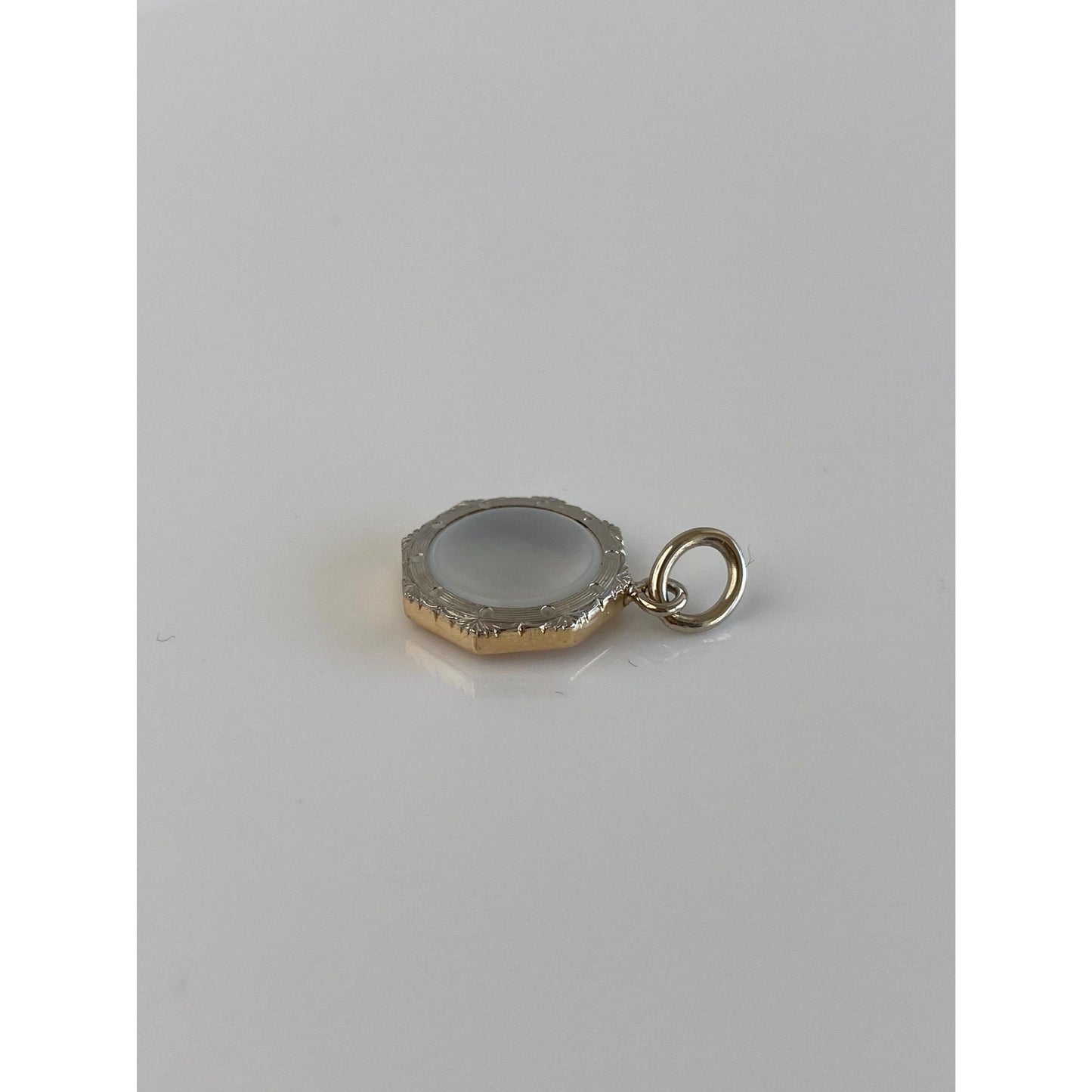 Vintage 14k White & Yellow Gold MOP Cufflink Conversion Charm