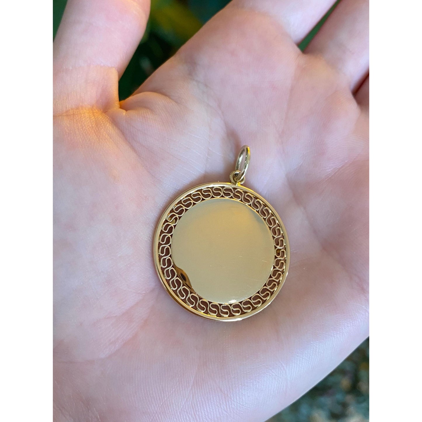 Vintage Solid 14k Large Open Work Border Charm