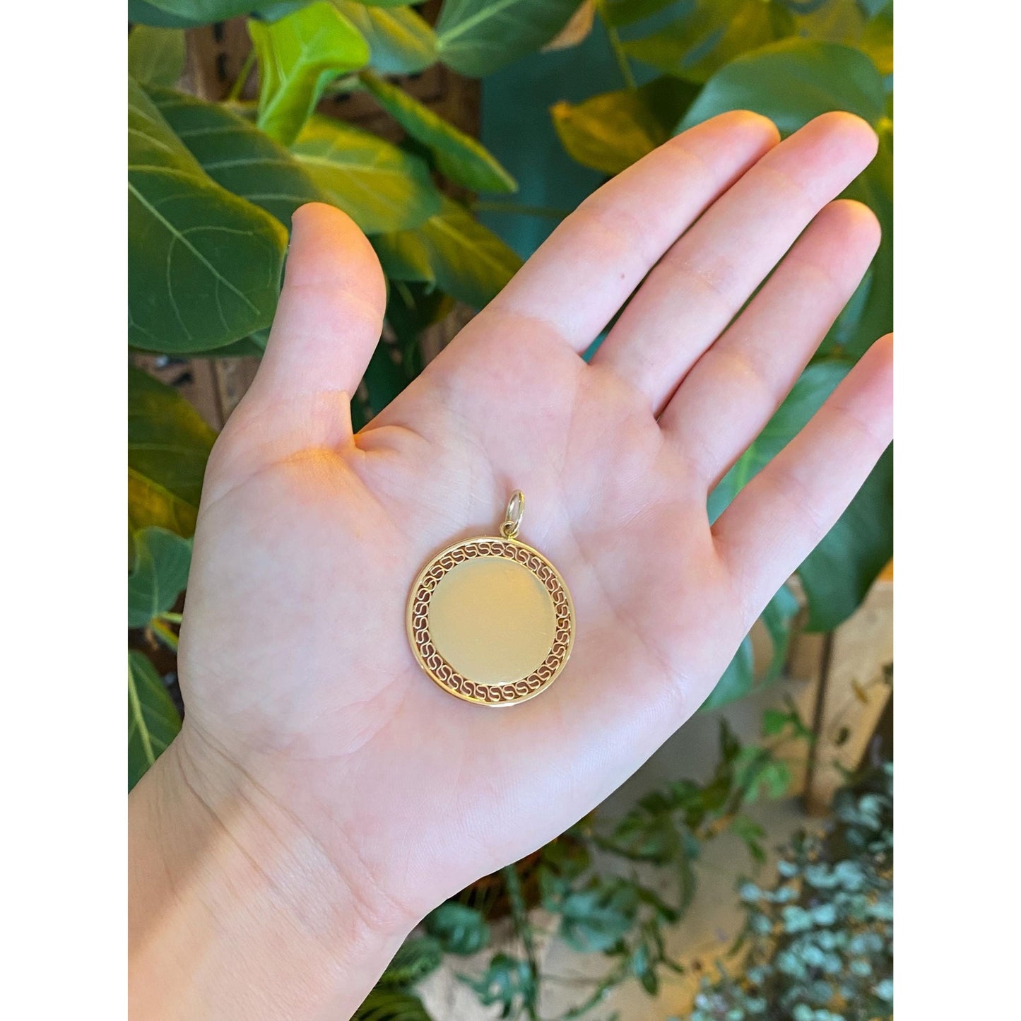 Vintage Solid 14k Large Open Work Border Charm