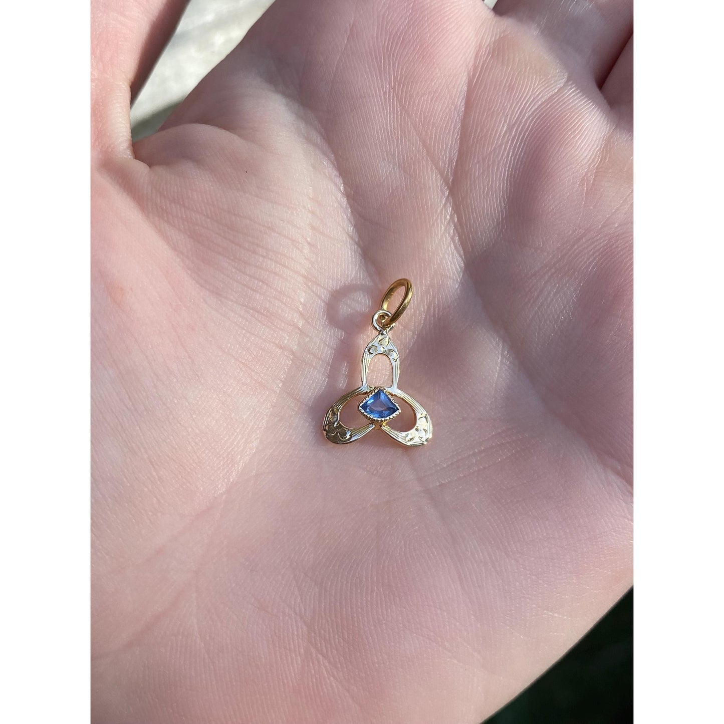 Vintage Solid 10k Yellow Gold Light Blue Cubic Zirconia Stick Pin Conversion Charm