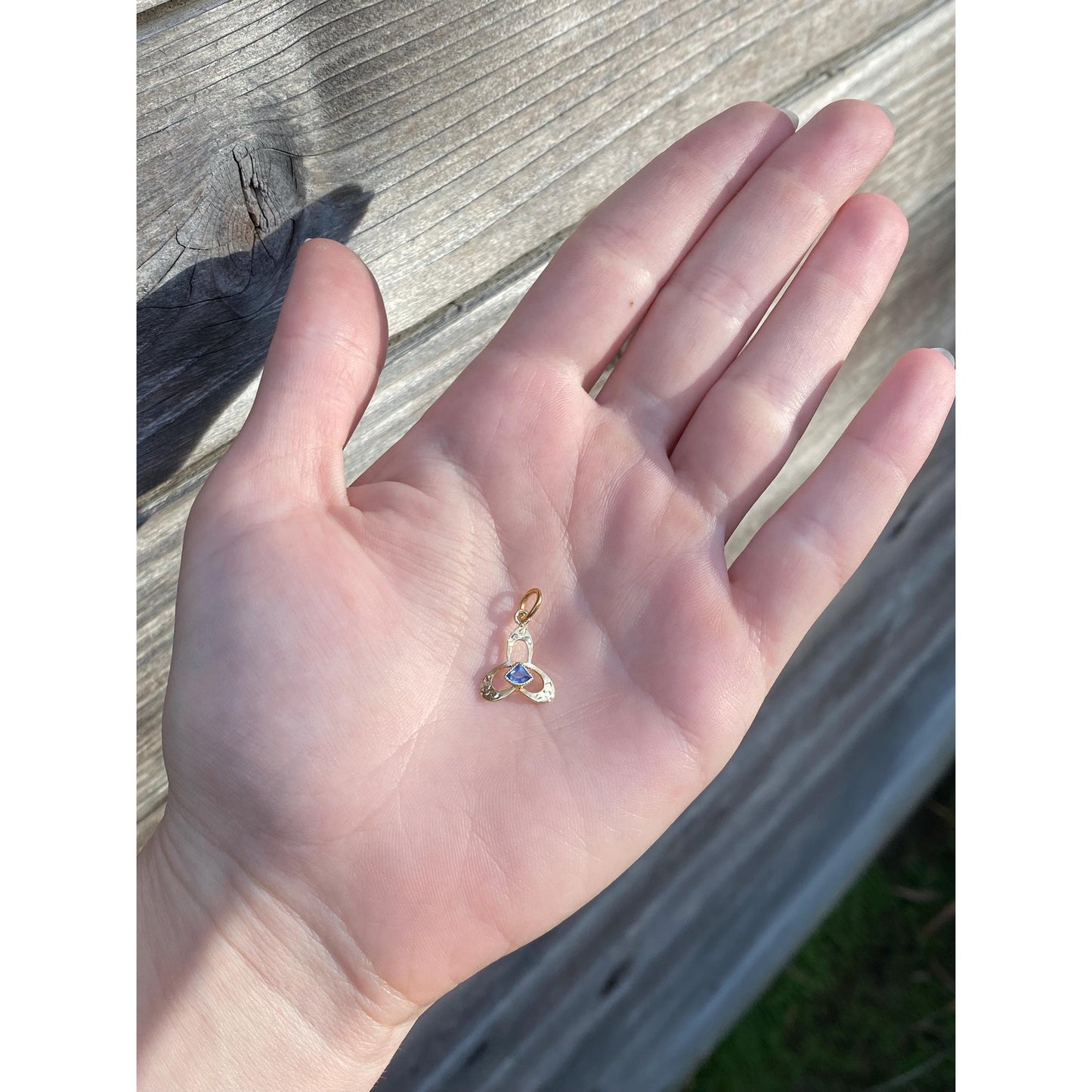 Vintage Solid 10k Yellow Gold Light Blue Cubic Zirconia Stick Pin Conversion Charm