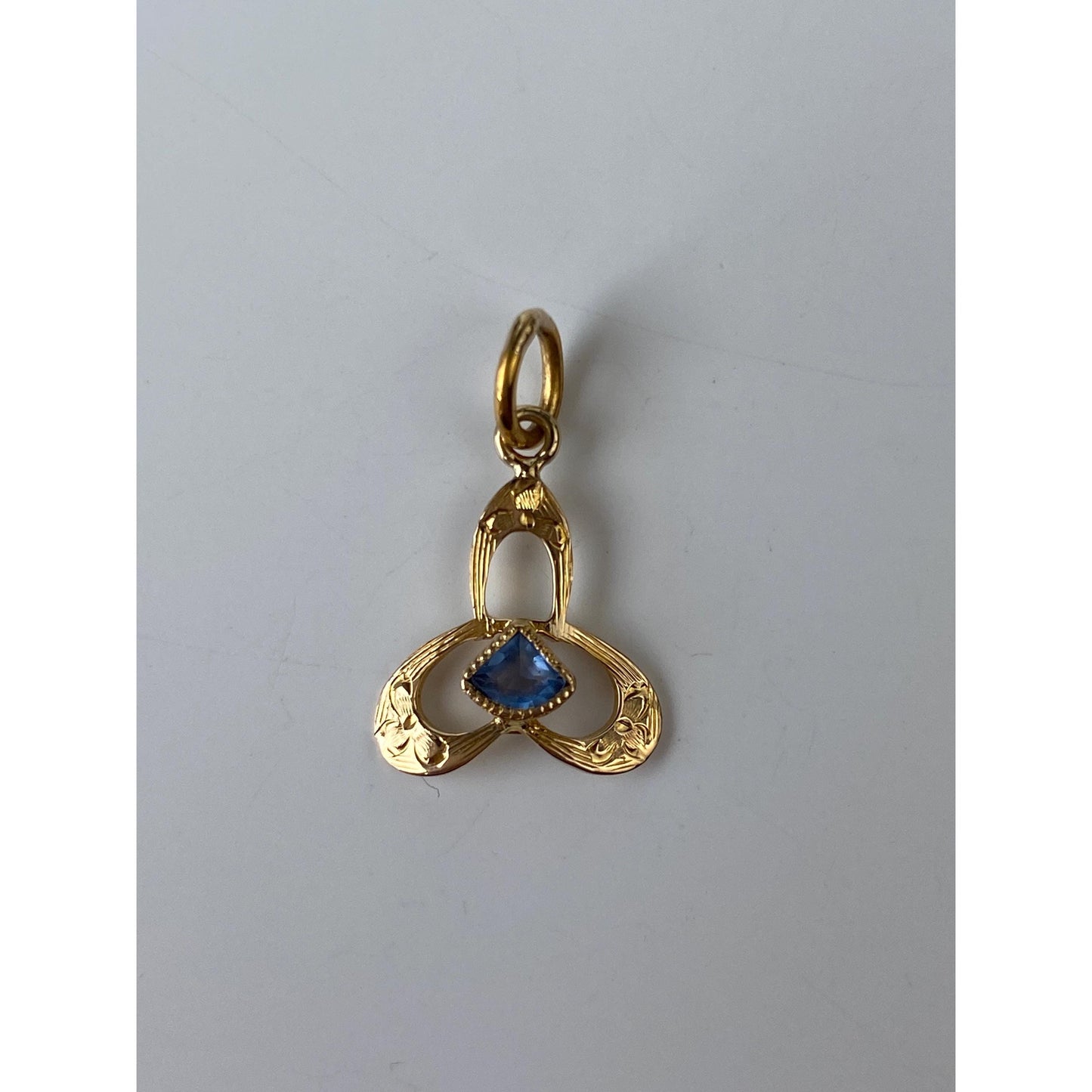 Vintage Solid 10k Yellow Gold Light Blue Cubic Zirconia Stick Pin Conversion Charm