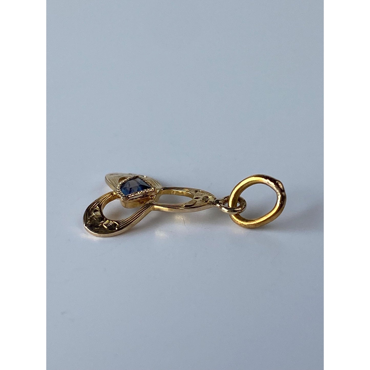 Vintage Solid 10k Yellow Gold Light Blue Cubic Zirconia Stick Pin Conversion Charm