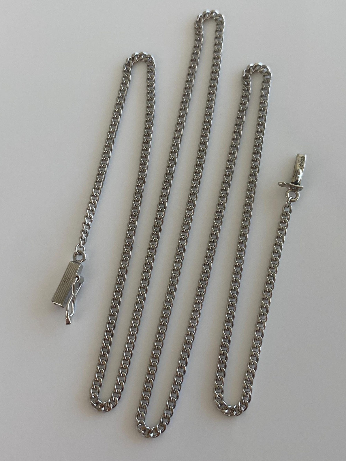 Solid 18k White Gold Curb Chain Necklace - 17.75 inches