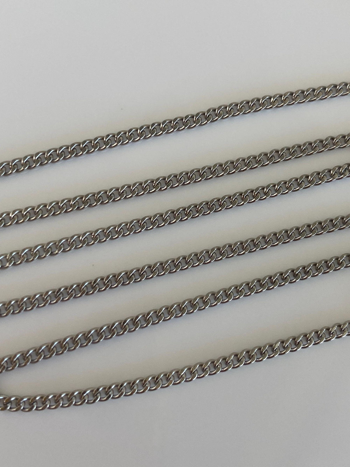 Solid 18k White Gold Curb Chain Necklace - 17.75 inches