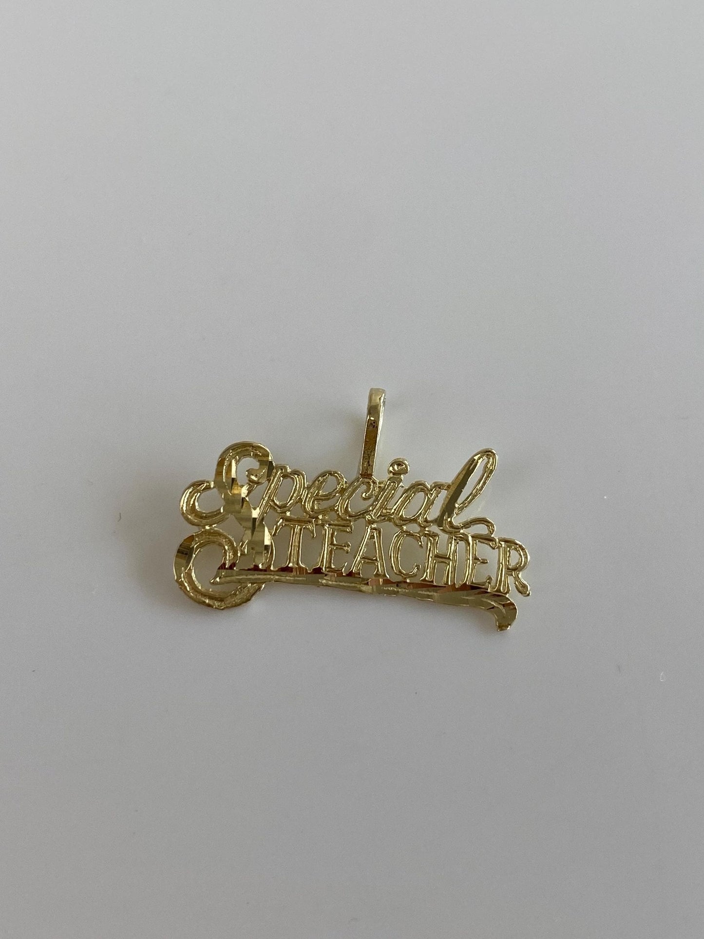 Solid 14k Yellow Gold 'Special Teacher' Charm