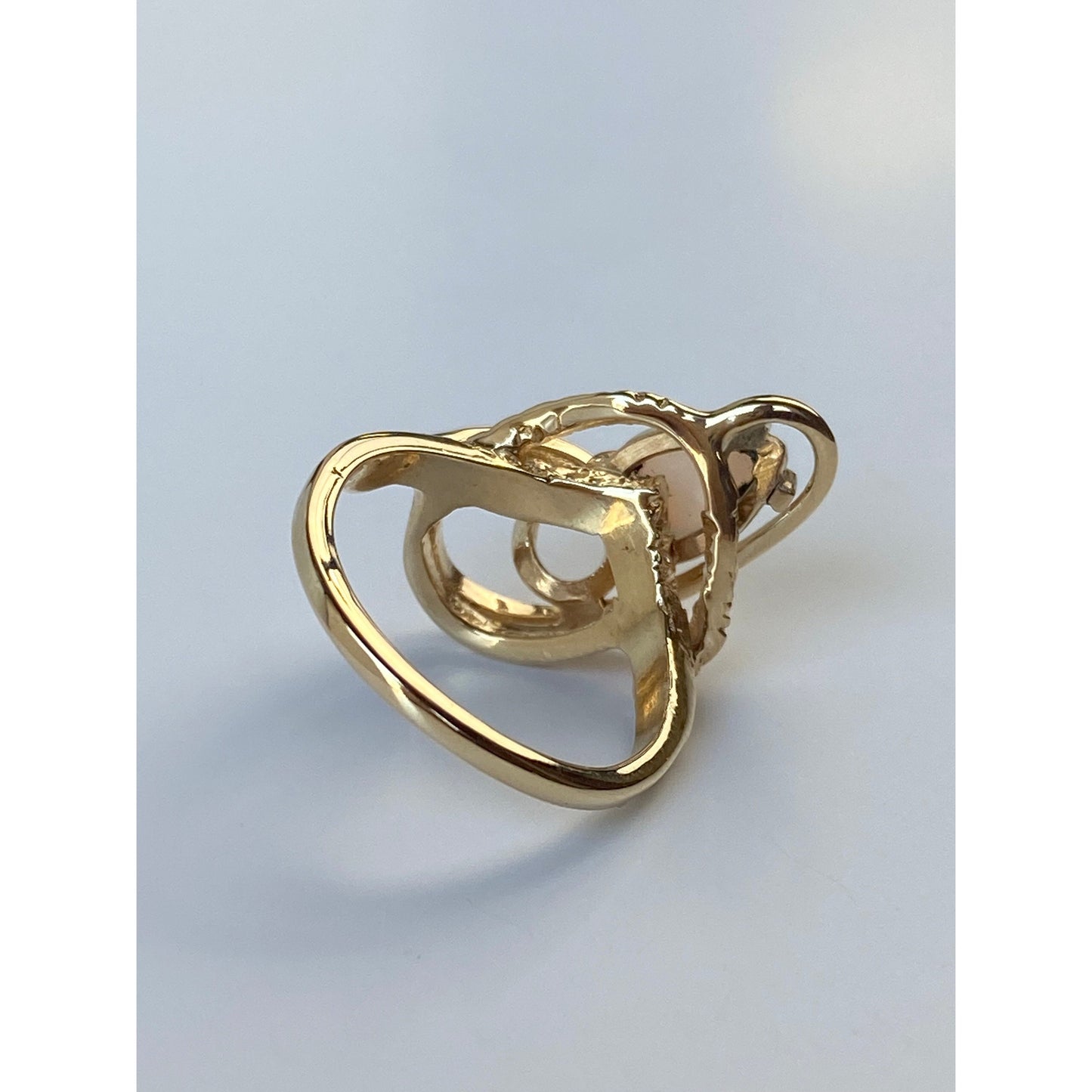 Vintage Solid 14k Yellow Gold Opal Textured Ring - Size 6.75