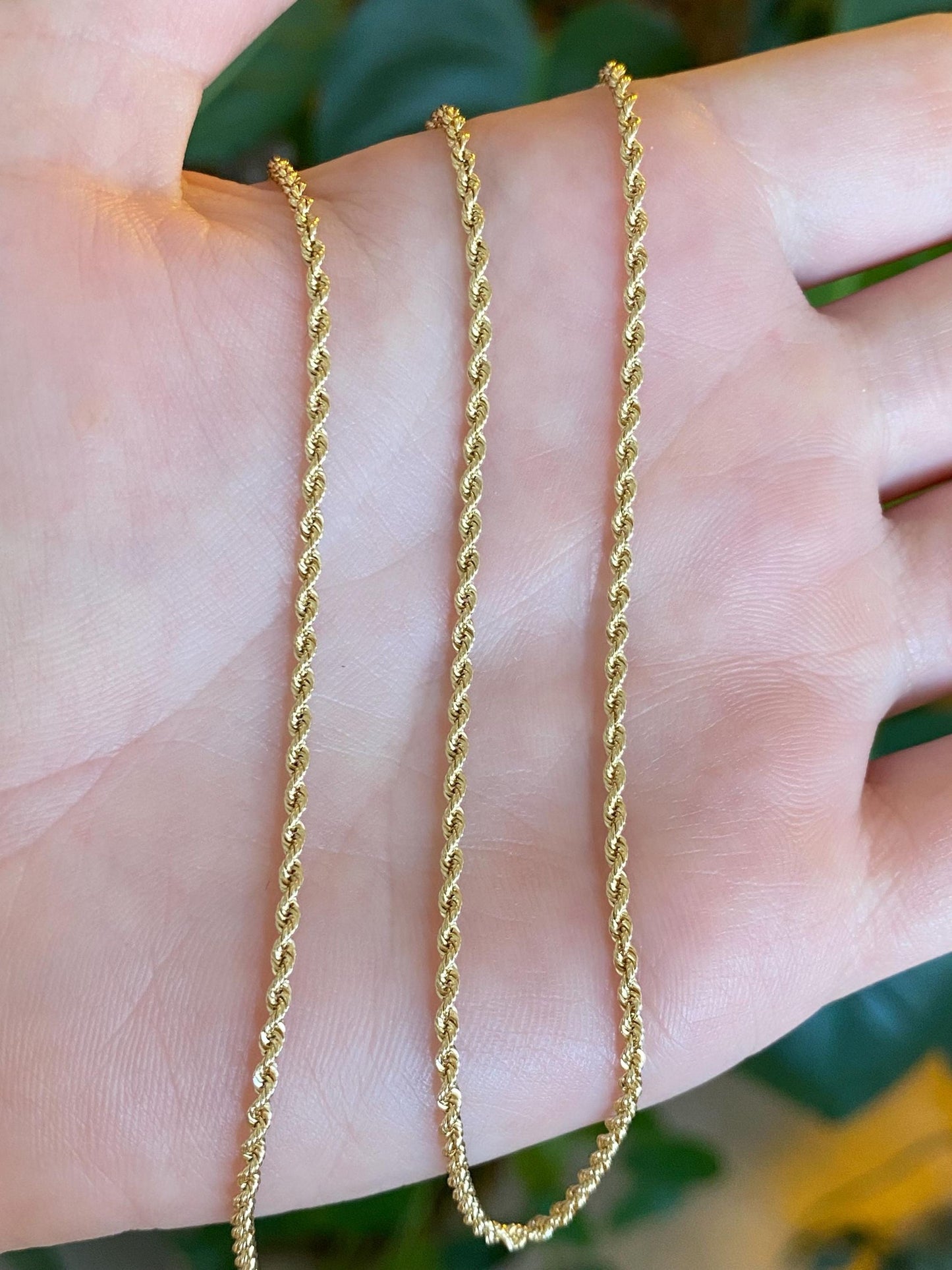 Vintage Solid 14k Yellow Gold Slim Rope Chain Necklace - 18.25 inches